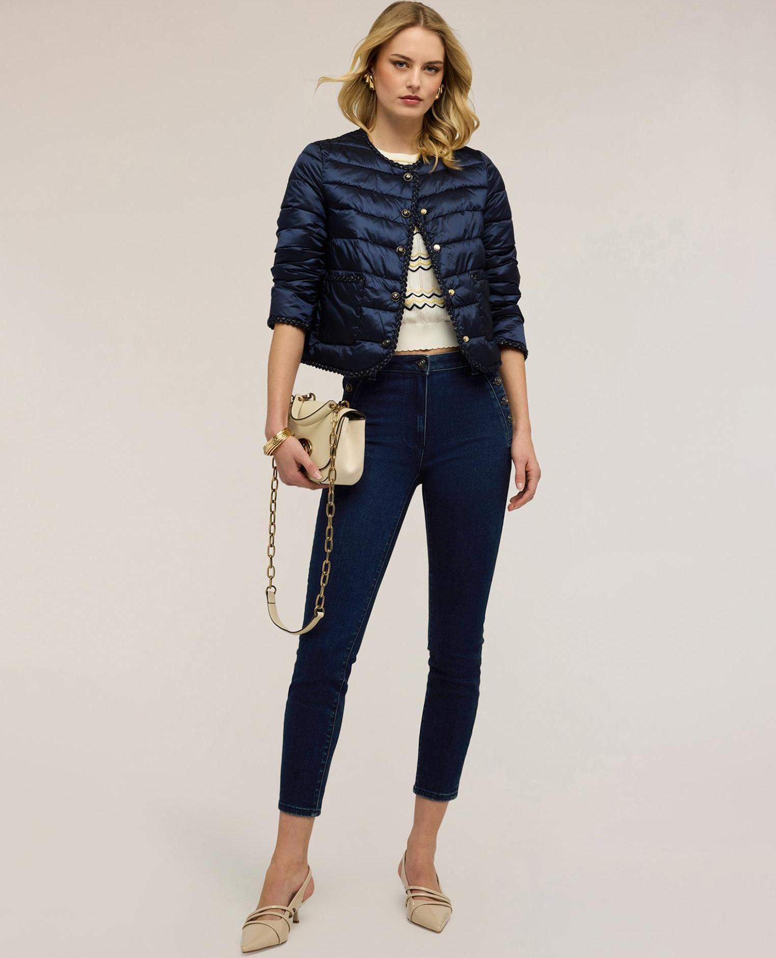 Motivi - Vaqueros de mujer skinny con botones decorativos con cierre de botones y cremallera.