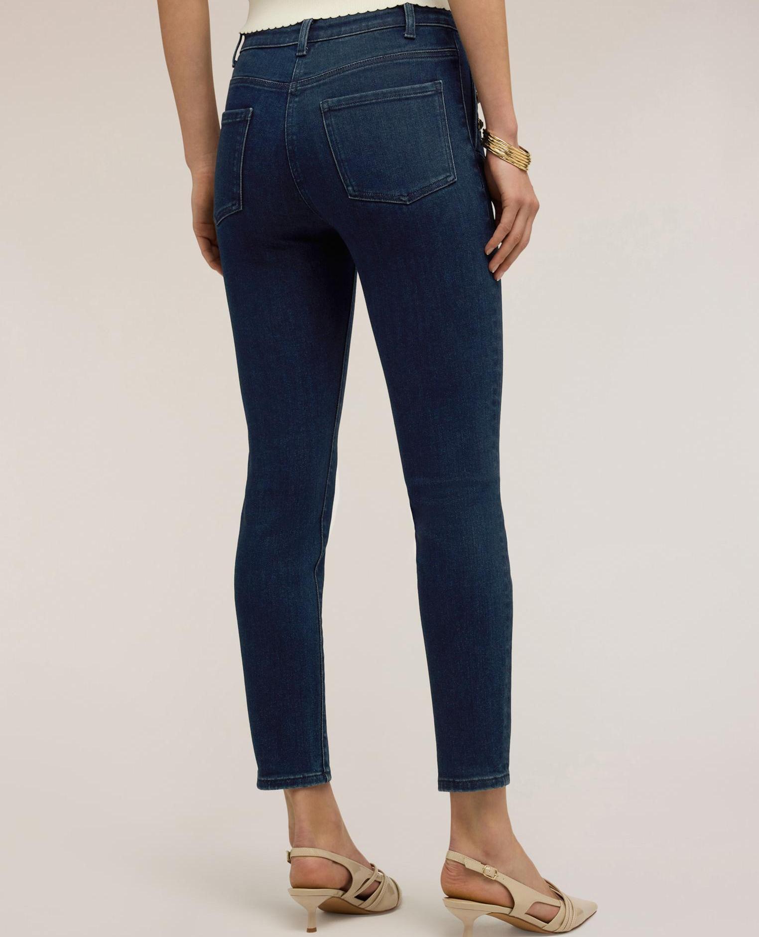 Vaqueros de mujer skinny con botones decorativos con cierre de botones y cremallera - Motivi - Azul Azul-2