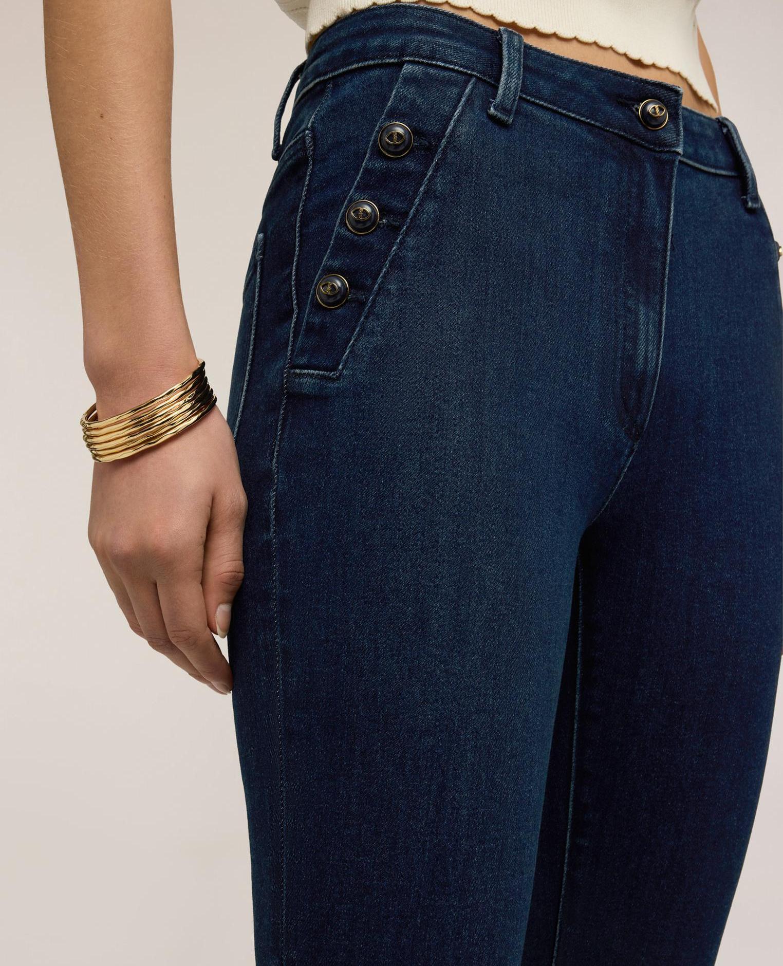 Vaqueros de mujer skinny con botones decorativos con cierre de botones y cremallera - Motivi - Azul Azul-4