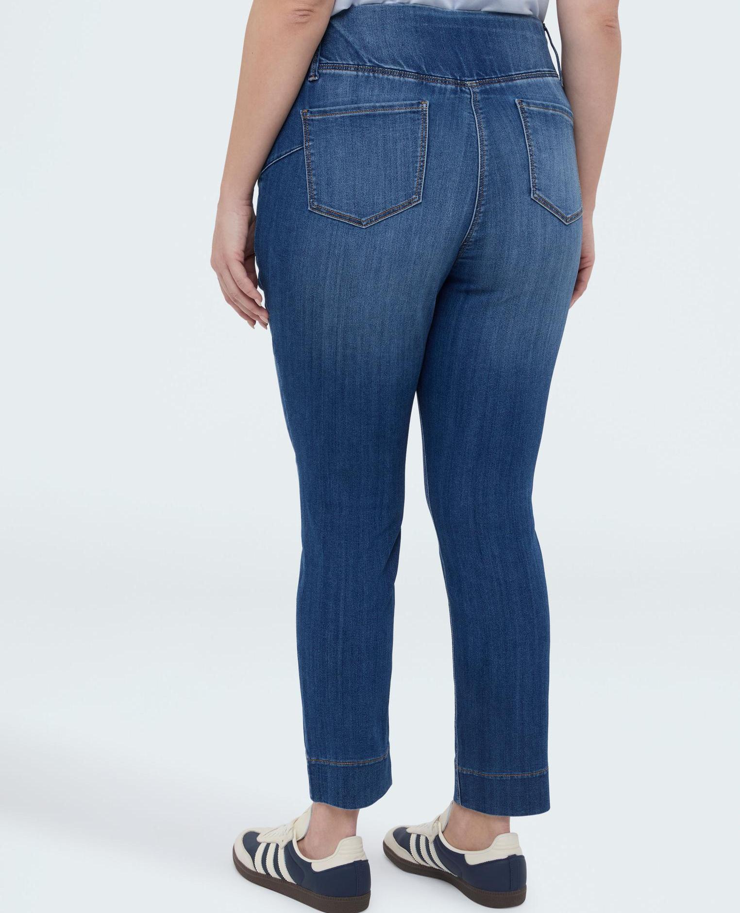 Jeggings de mujer de denim con botones decorativos lavado azul efecto washed - Fiorella Rubino - Azul Azul-2