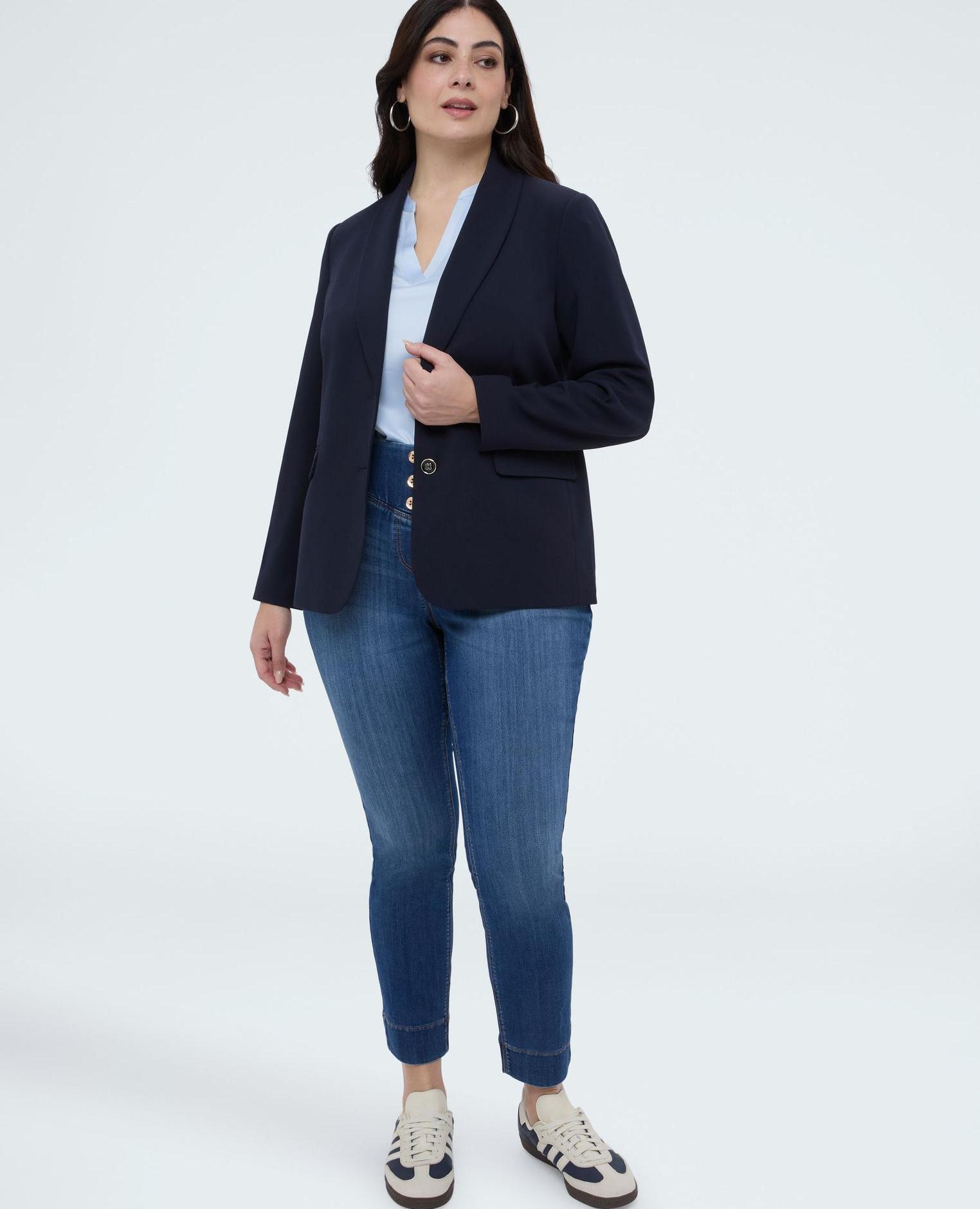Fiorella Rubino - Jeggings de mujer de denim con botones decorativos lavado azul efecto washed.