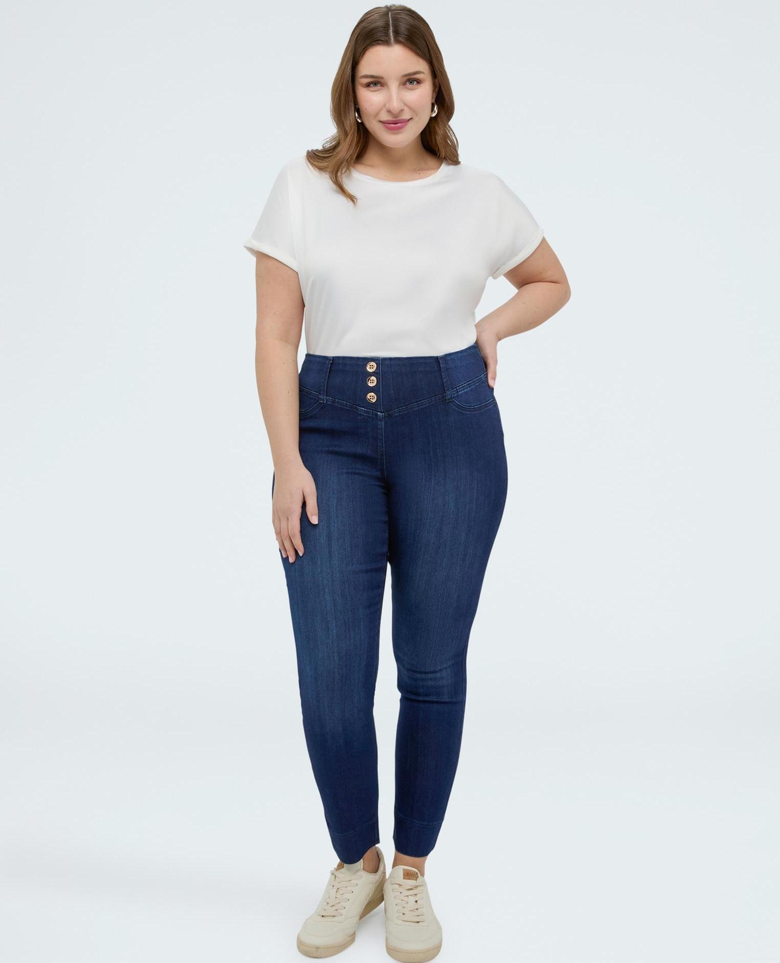 Jeggings de mujer efecto lavado azul oscuro - Fiorella Rubino - Azul Azul-3