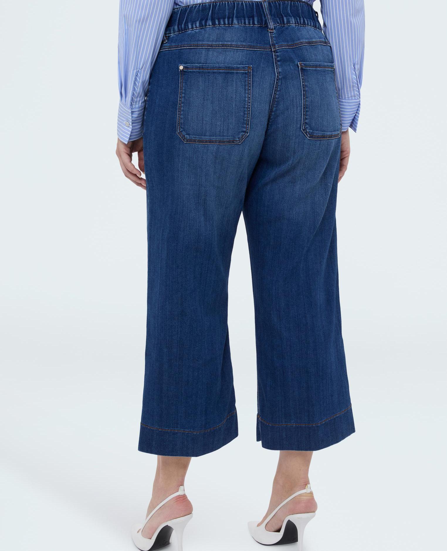 Vaqueros de mujer cropped con detalle de cadenita en los bolsillos - Fiorella Rubino - Azul Azul-2