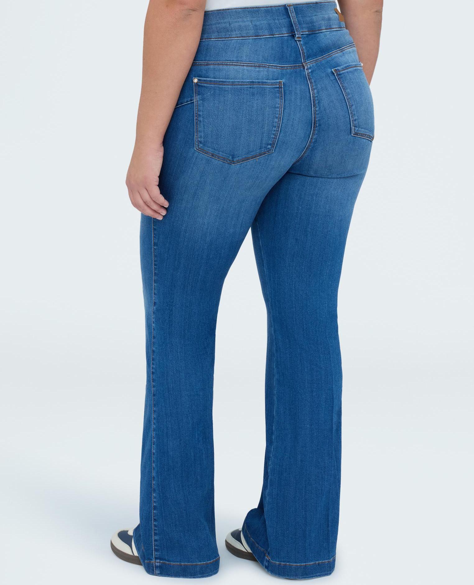 Vaqueros de mujer flare efecto lavado - Fiorella Rubino - Azul Azul-2