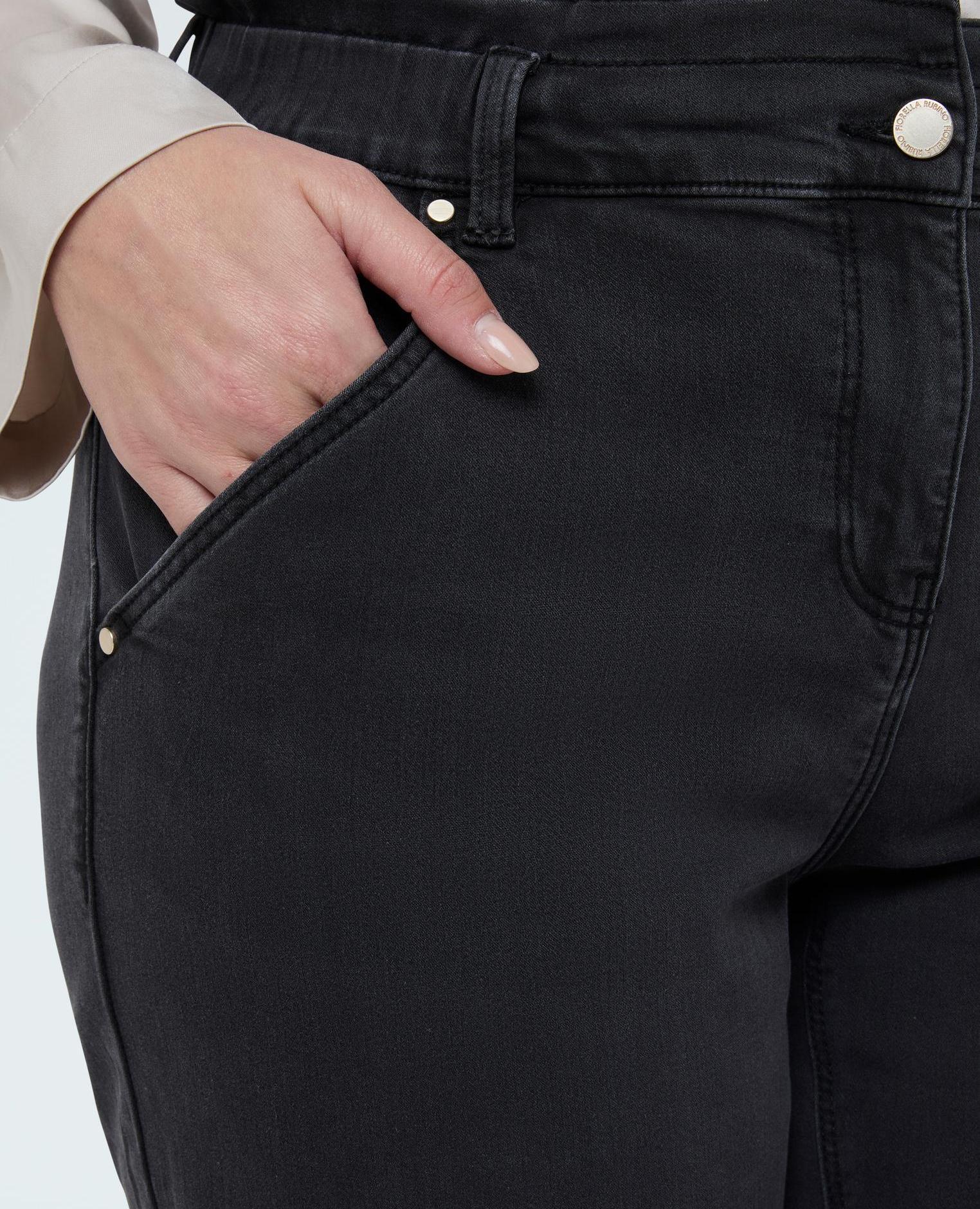 Vaqueros de mujer balloon efecto lavado negro cintura con elástico - Fiorella Rubino - Negro Negro-3