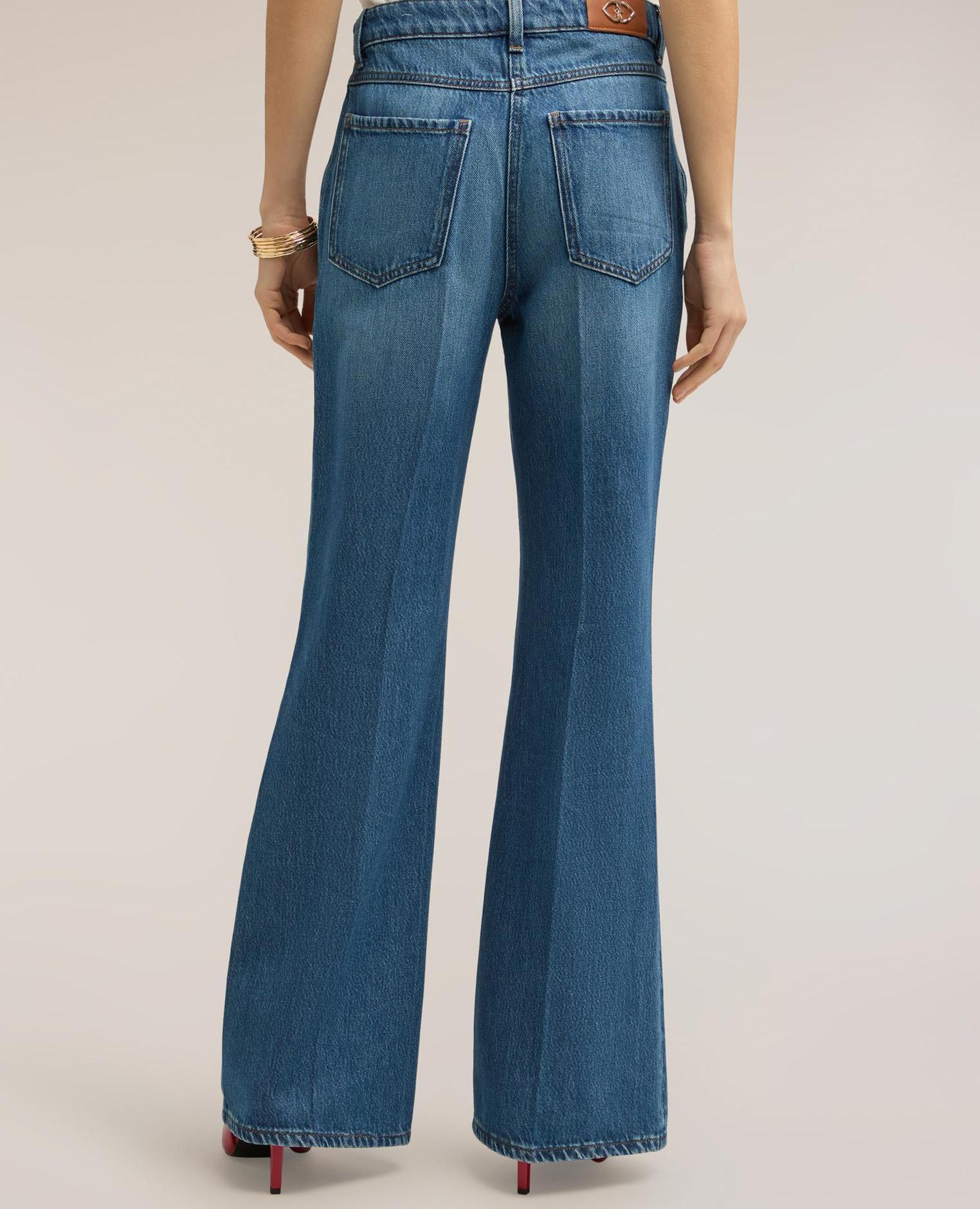 Vaqueros de mujer flare con bolsillos ajuste ancho - Motivi - Azul Azul-2