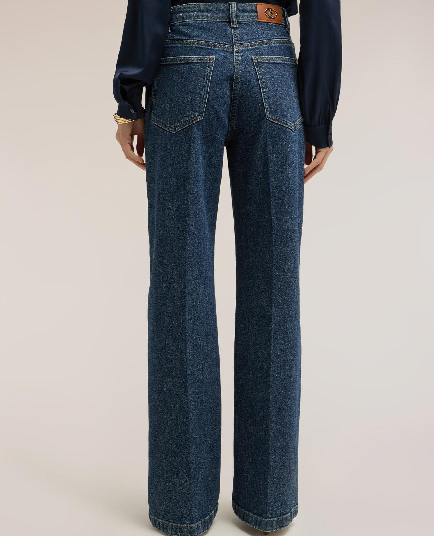 Vaqueros de mujer palazzo de talle alto - Motivi - Azul Azul-2