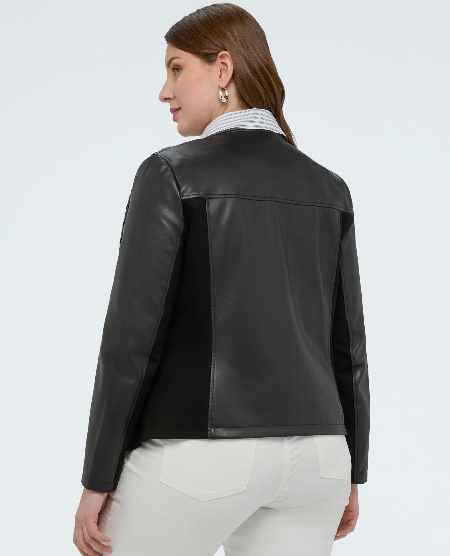 Chaqueta de mujer biker con acabado trenzado cierre con cremallera - Fiorella Rubino - Negro Negro-2