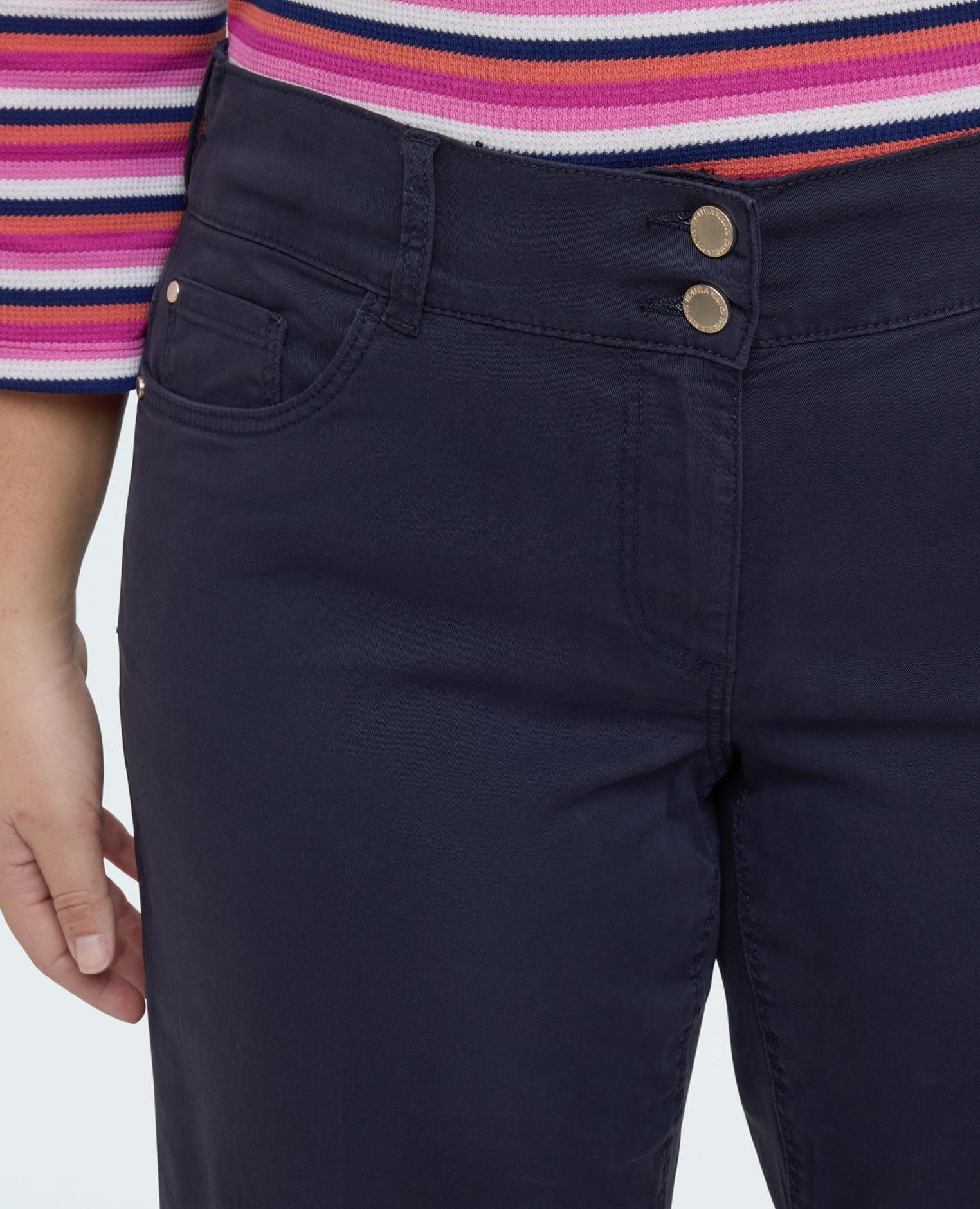 Pantalones de mujer straight fit de algodón dobladillo con corte vivo - Fiorella Rubino - Azul Azul-3