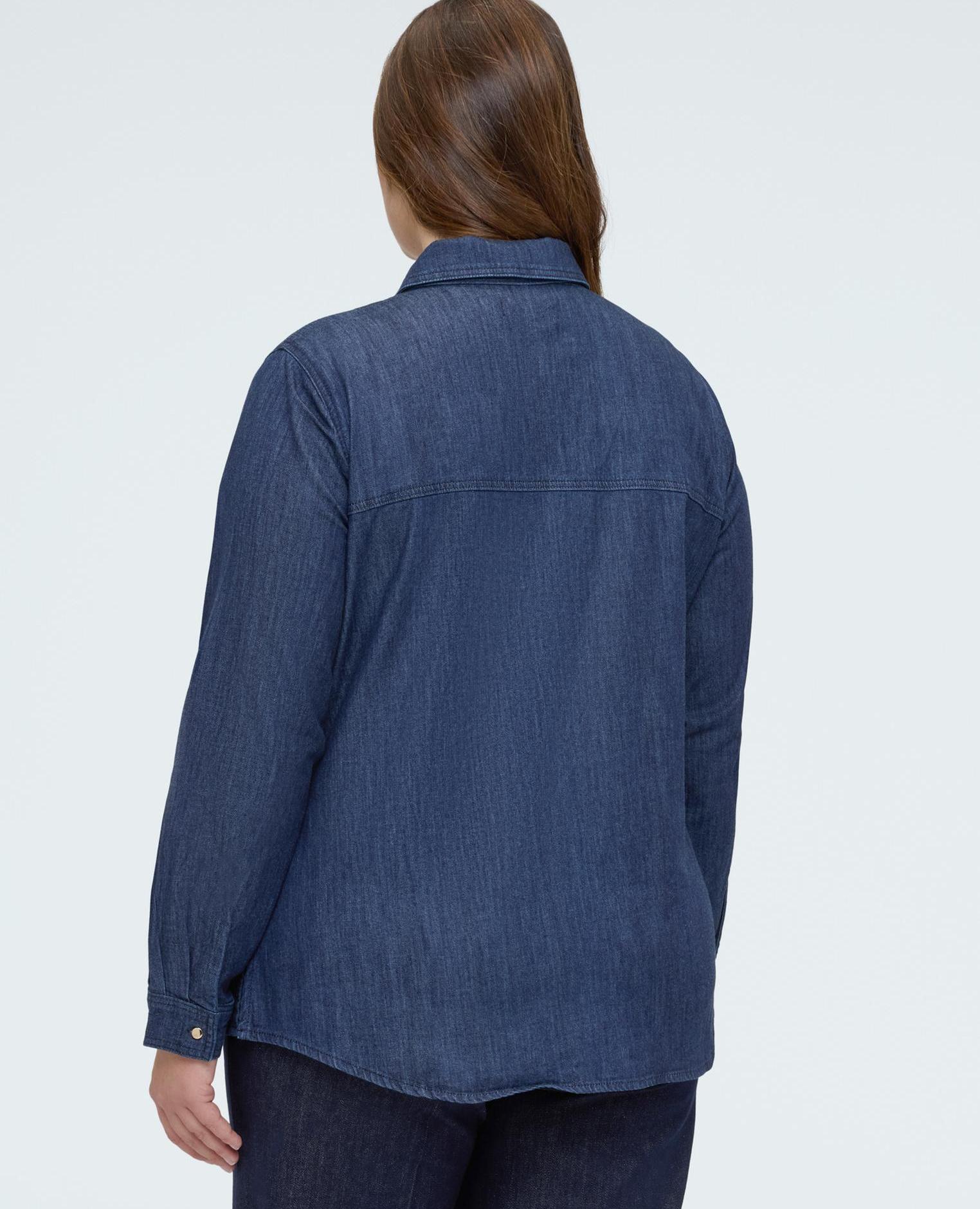Camisa de mujer de denim con lazo/corbata versátil - Fiorella Rubino - Azul Azul-2