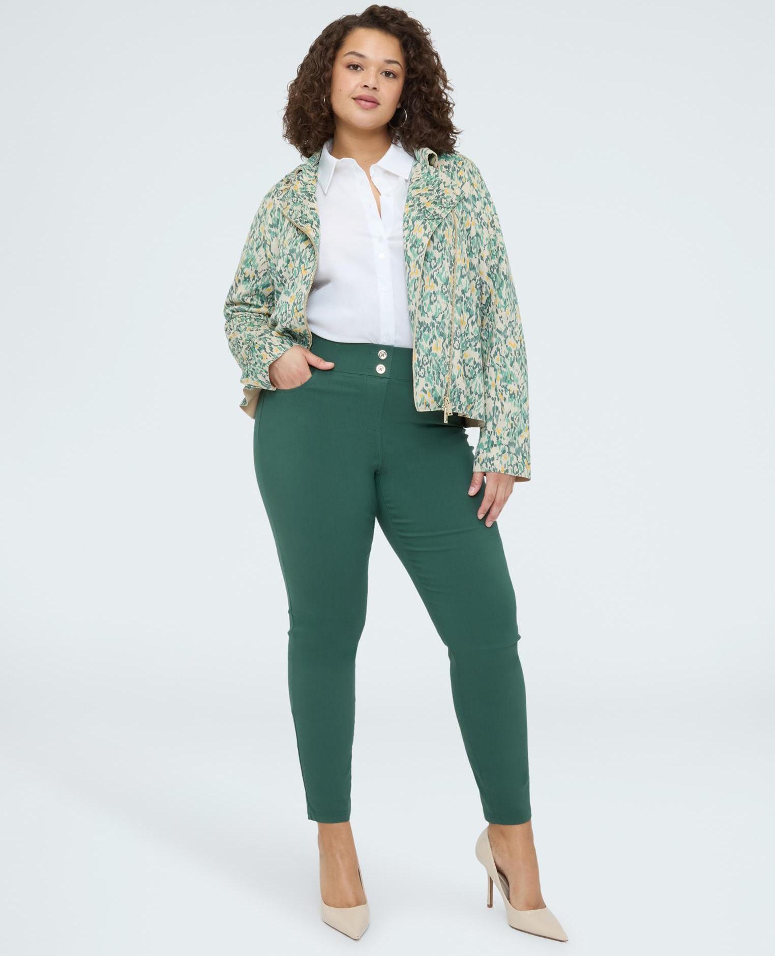 Pantalones de mujer skinny de mezcla de viscosa modelo skinny de ajuste ceñido a lo largo de toda la pierna - Fiorella Rubino - Verde Verde-2