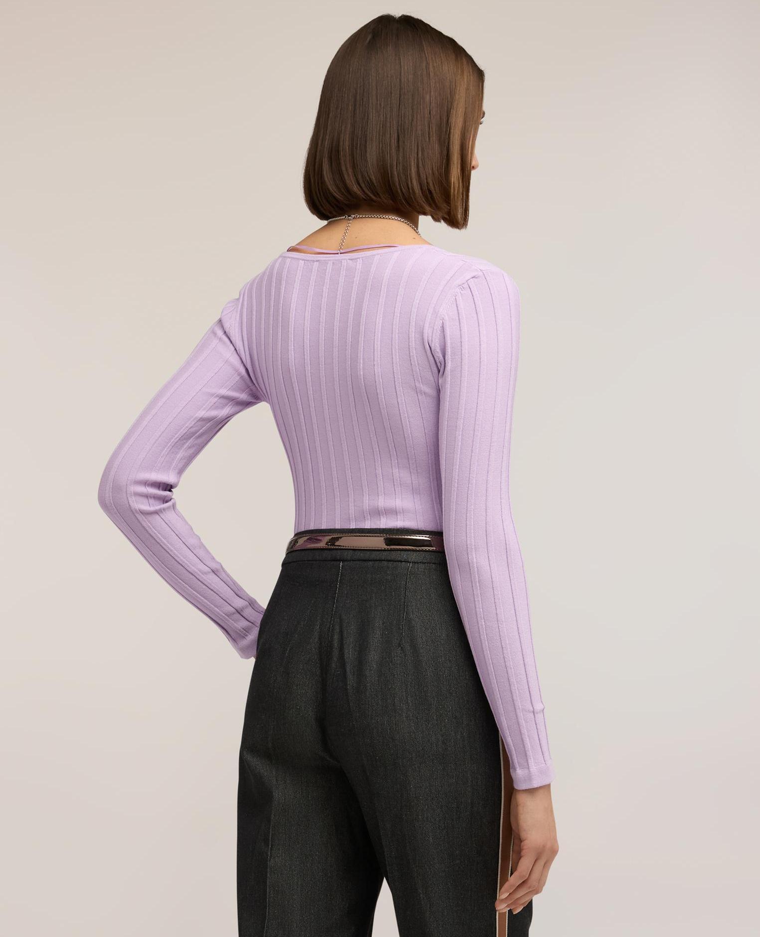Jersey de mujer de canalé con escote cuadrado escote frontal cuadrado - Motivi - Morado Morado-2