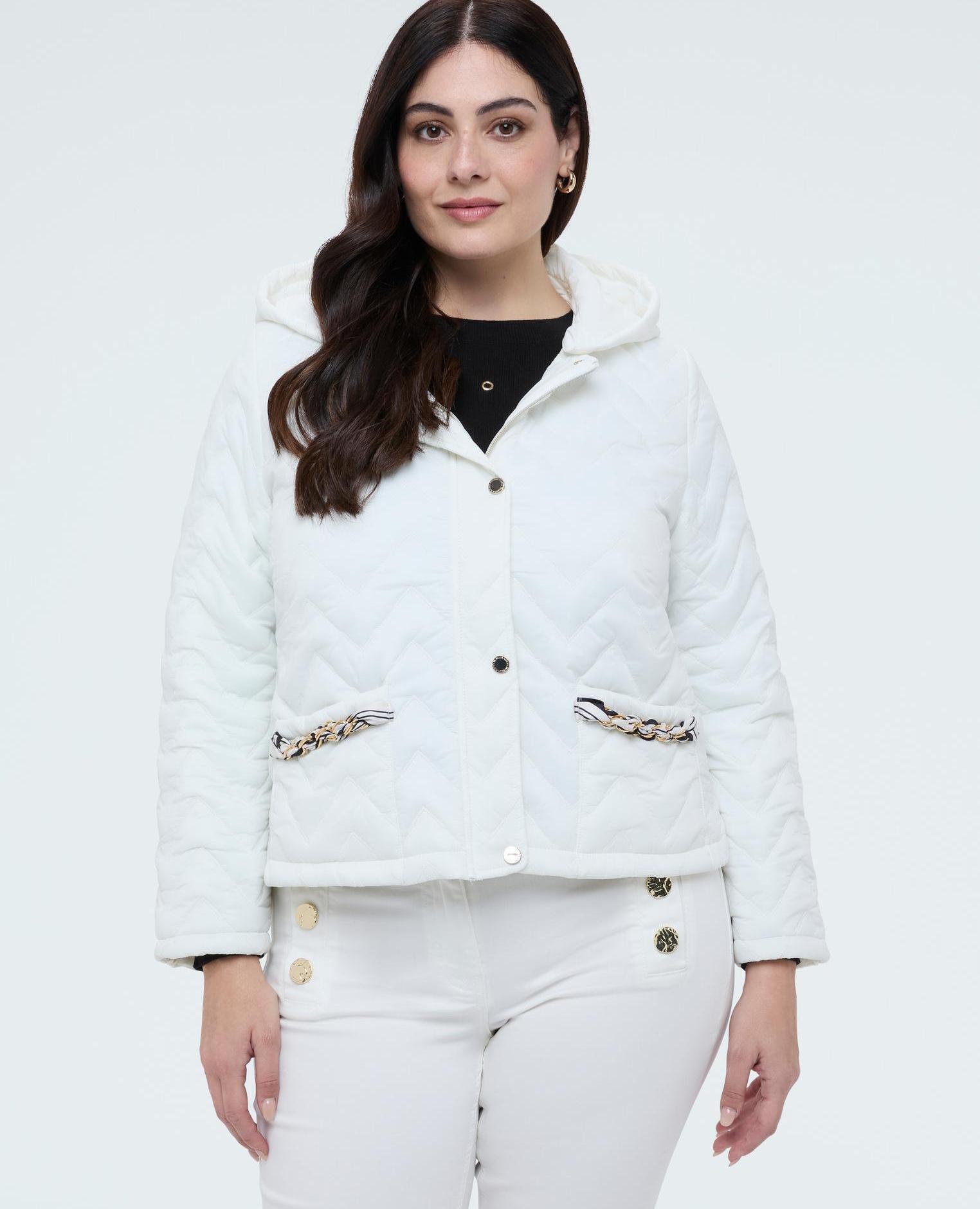 Plumífero de mujer acolchado con motivo chevron - Fiorella Rubino - Blanco Blanco-3