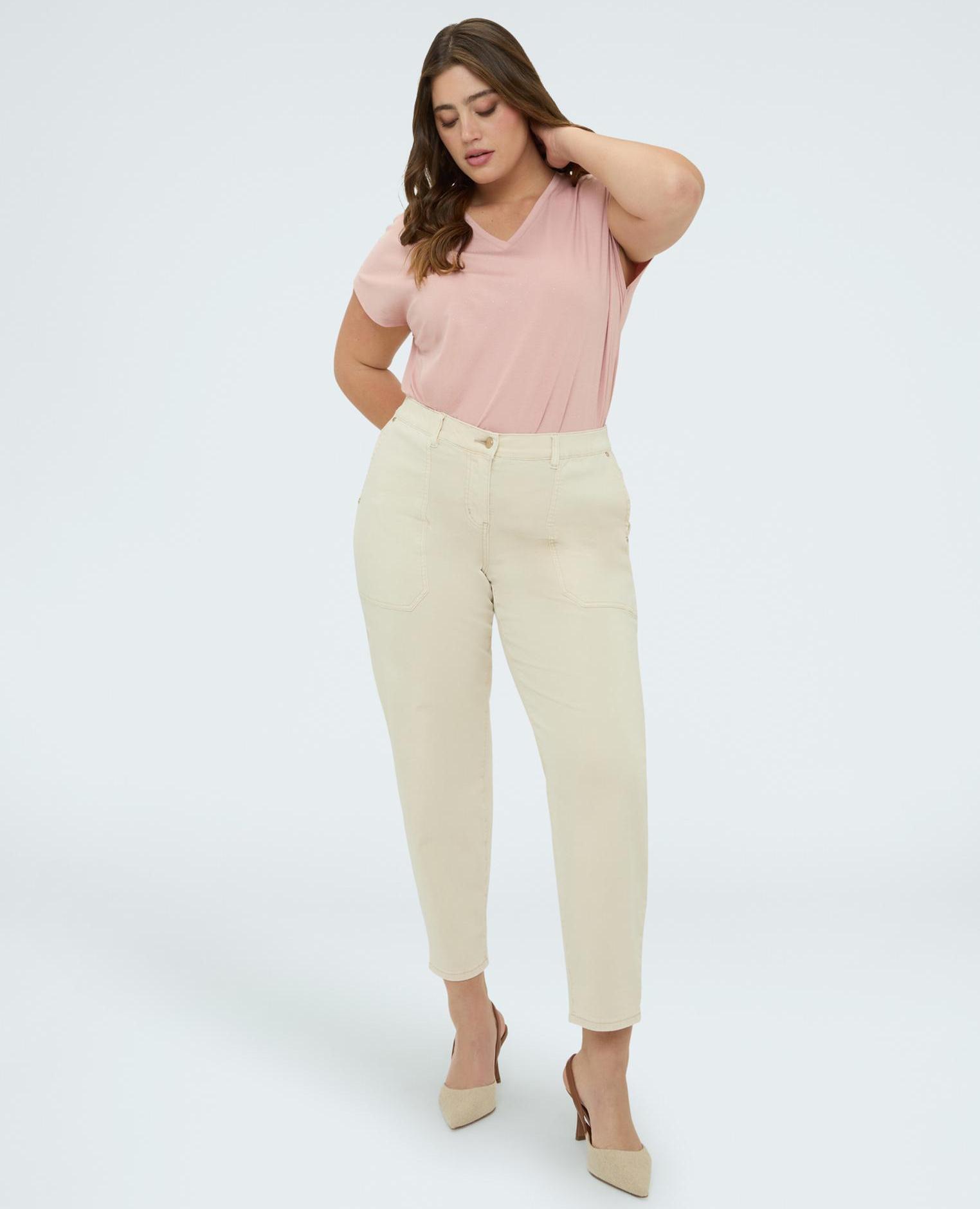 Pantalones de mujer carrot fit de algodón ajuste y diseño para el máximo confort - Fiorella Rubino - Beige Beige-3