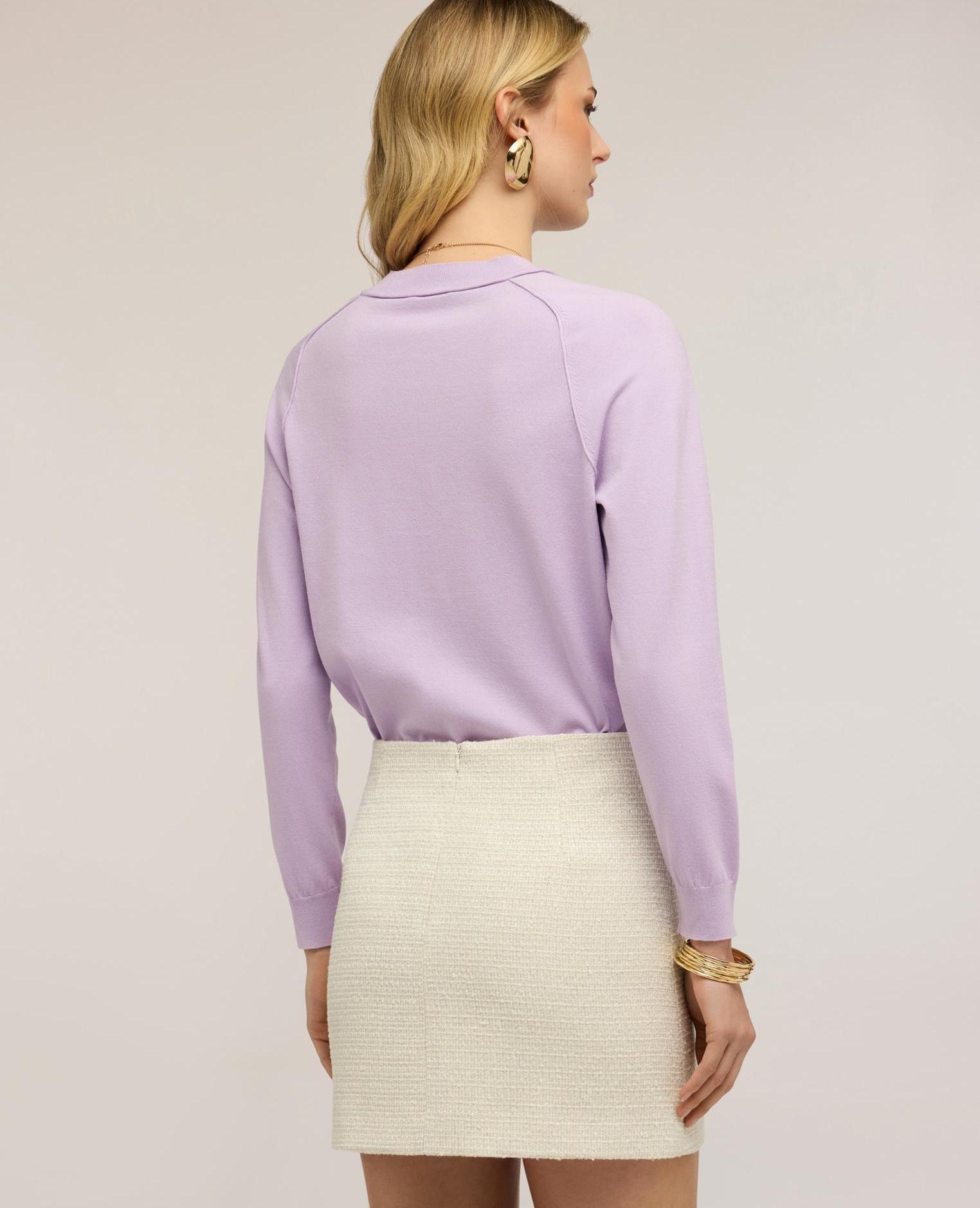 Jersey de mujer de rayas en mezcla de viscosa ajuste regular con escote redondo - Motivi - Morado Morado-2