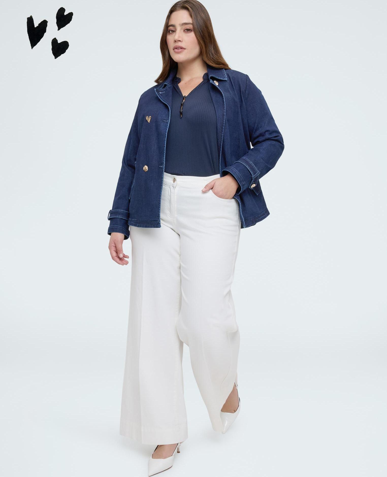Fiorella Rubino - Pantalones de mujer wide leg de algodón elegante diseño de pliegue planchado.