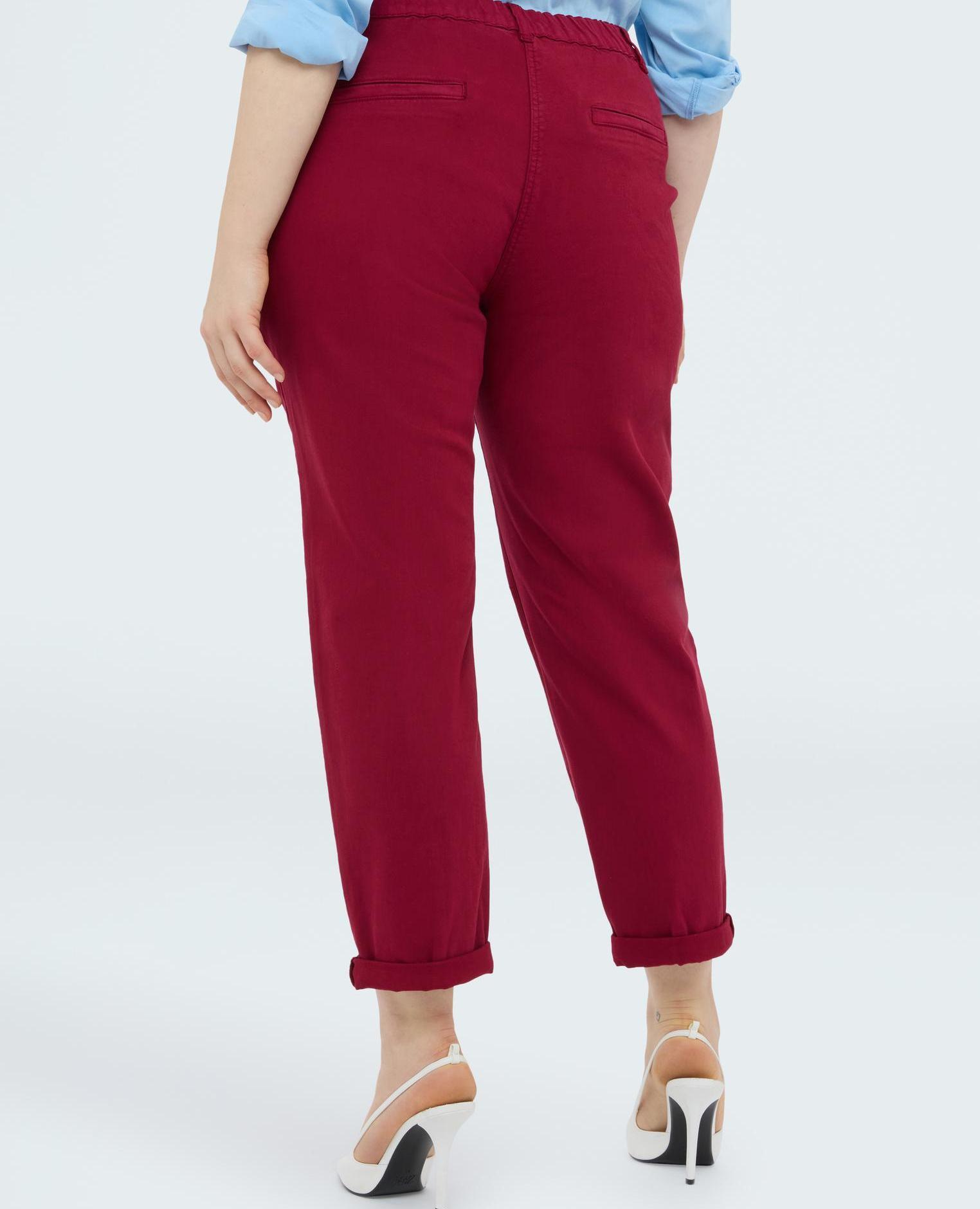 Pantalones de mujer chino de algodón - Fiorella Rubino - Burdeos Burdeos-2