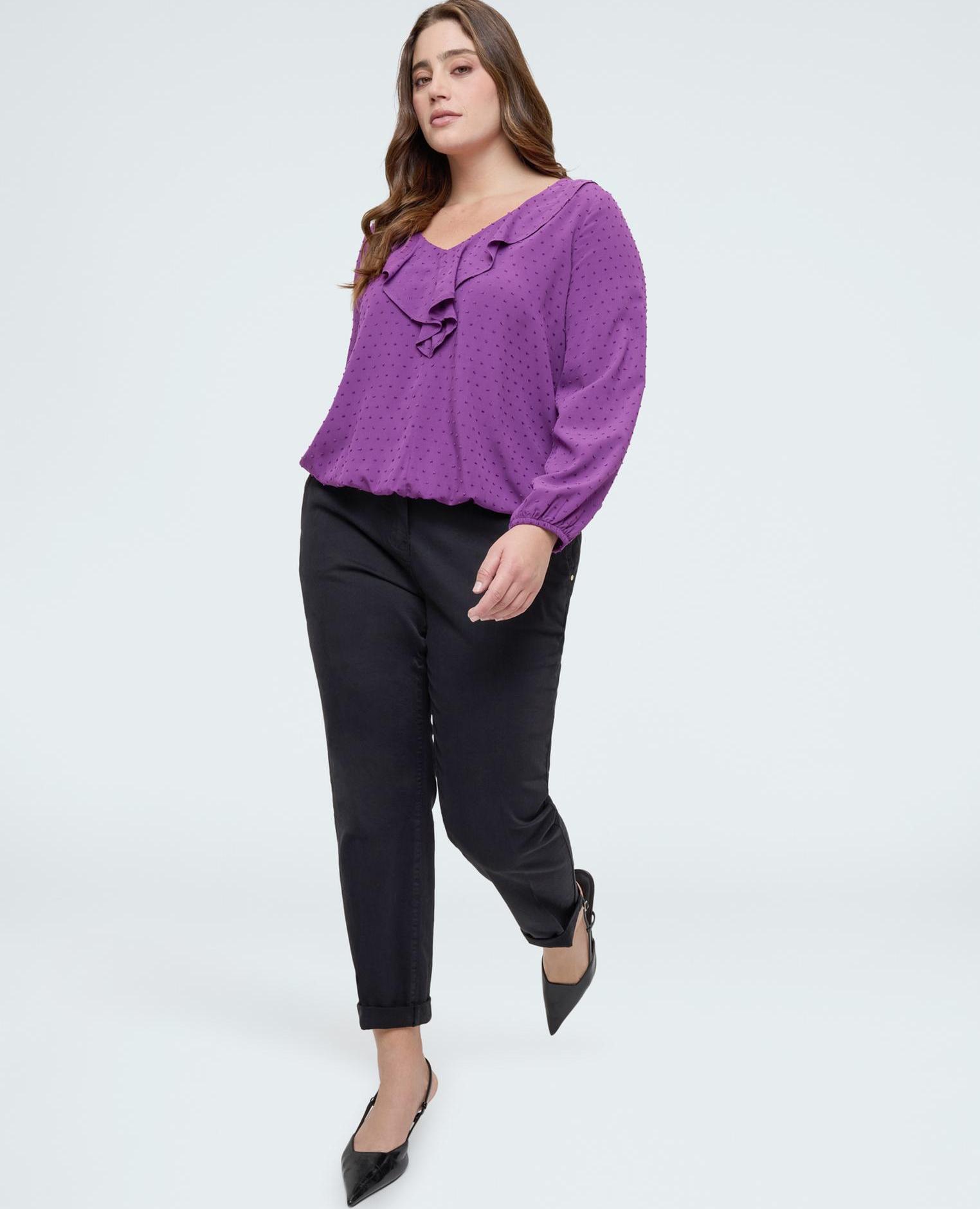 Pantalones de mujer chino de algodón - Fiorella Rubino - Negro Negro-1