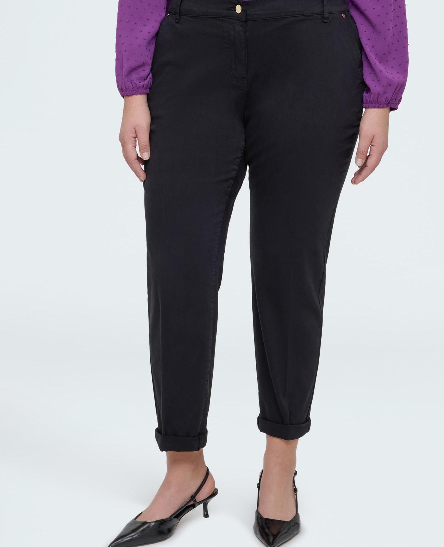Pantalones de mujer chino de algodón - Fiorella Rubino - Negro Negro-3