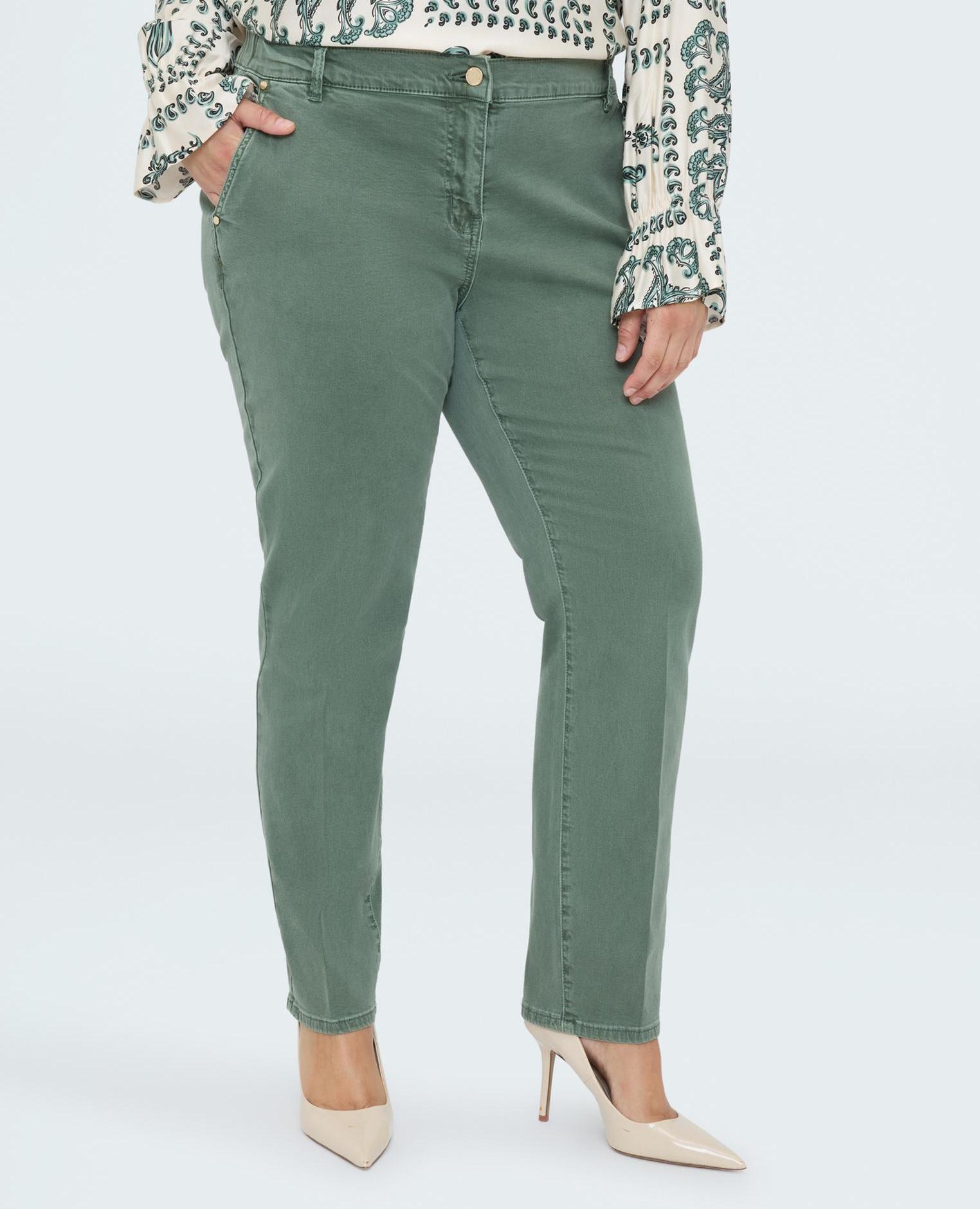 Pantalones de mujer chino de algodón - Fiorella Rubino - Verde Verde-1
