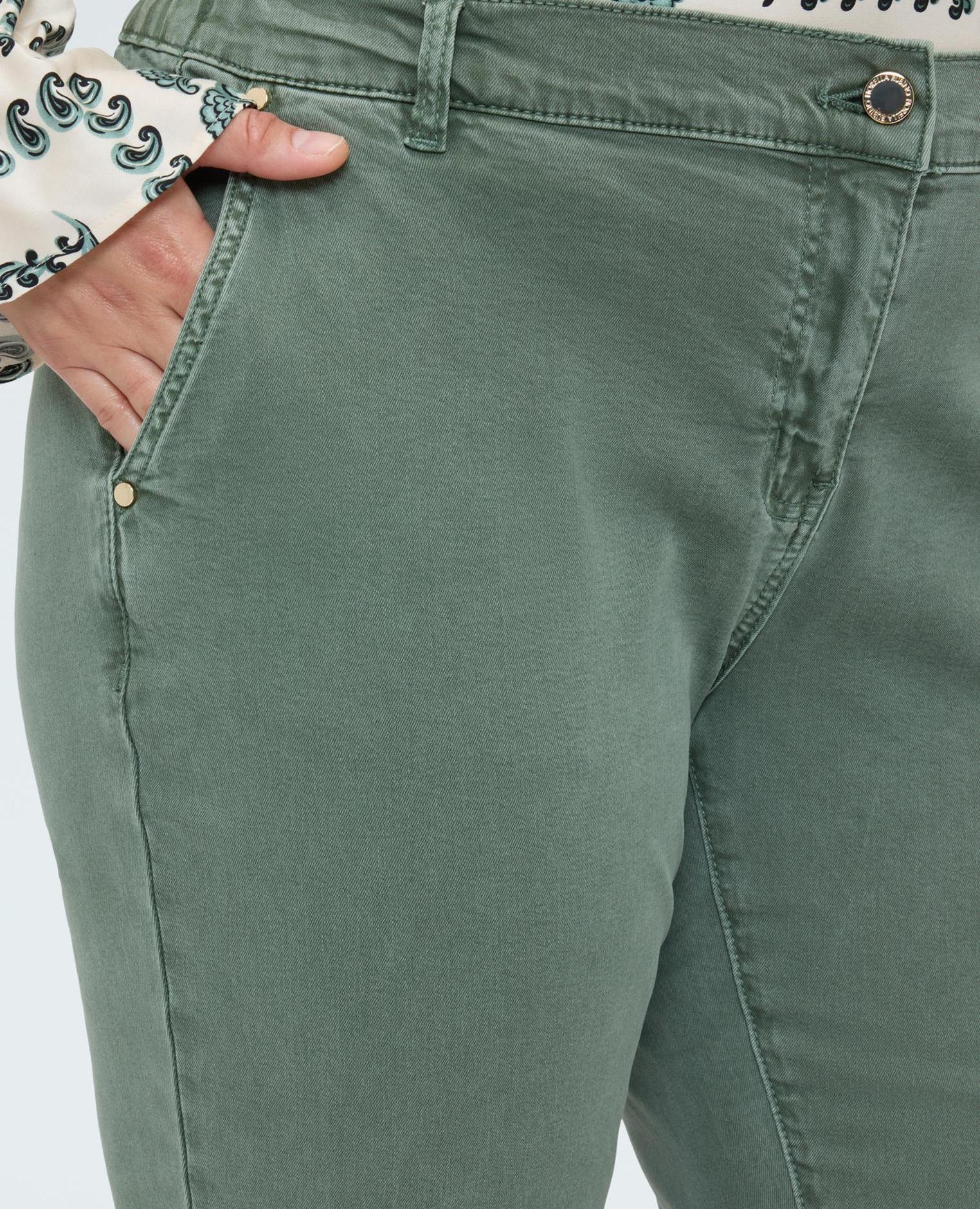 Pantalones de mujer chino de algodón - Fiorella Rubino - Verde Verde-4
