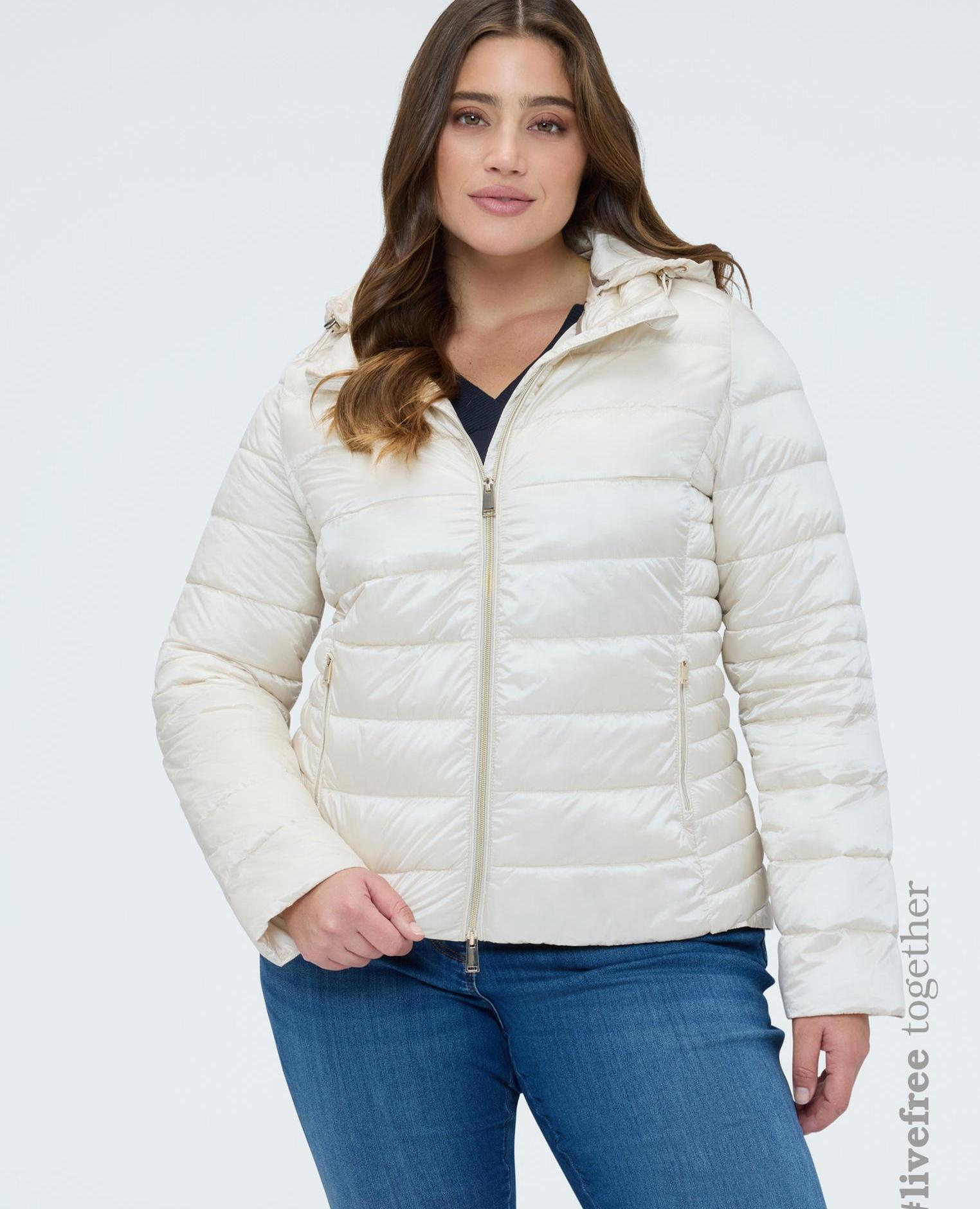 Plumífero de mujer acolchado con capucha desmontable - Fiorella Rubino - Blanco Blanco-1