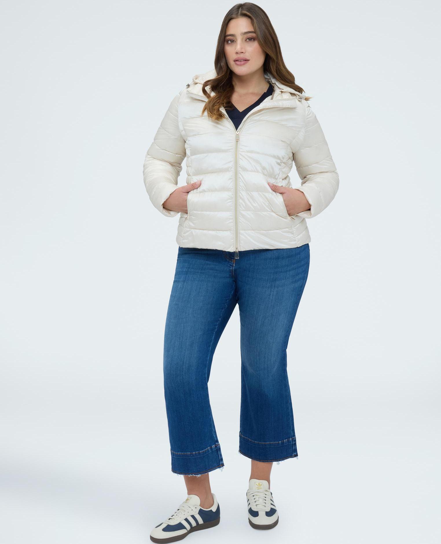 Plumífero de mujer acolchado con capucha desmontable - Fiorella Rubino - Blanco Blanco-3