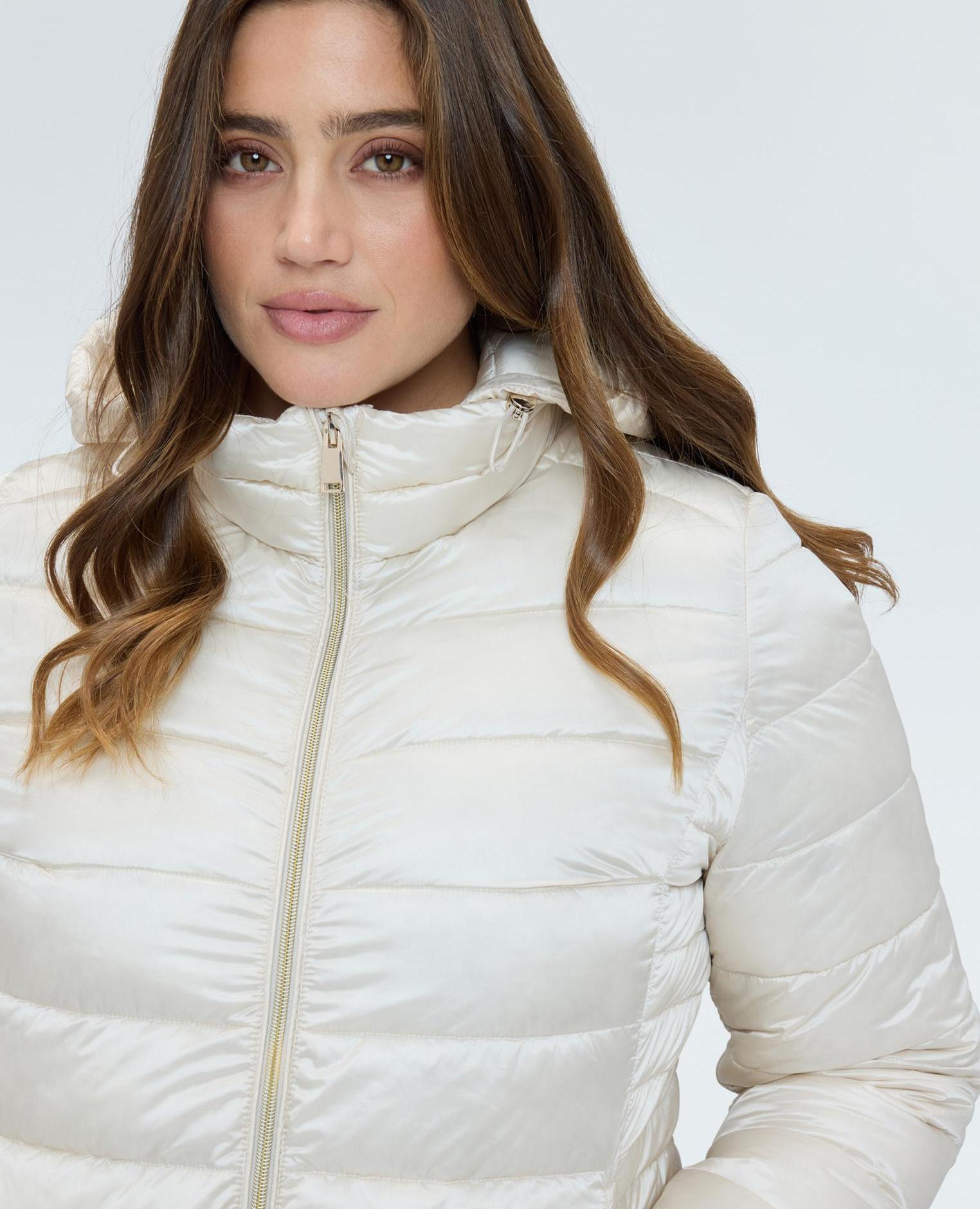 Plumífero de mujer acolchado con capucha desmontable - Fiorella Rubino - Blanco Blanco-4