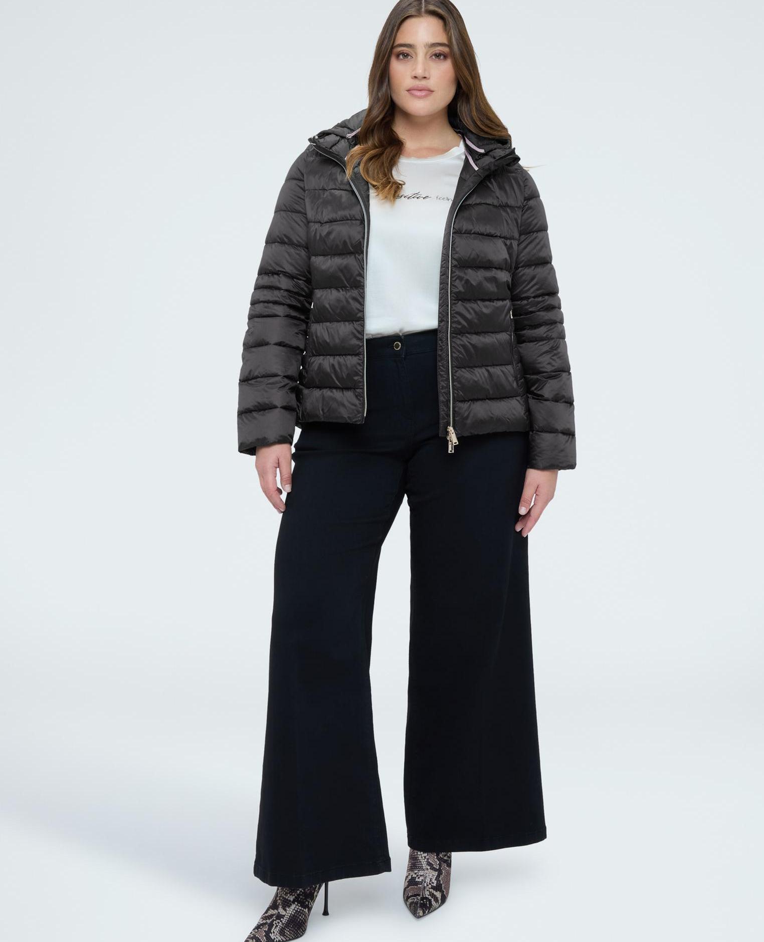 Plumífero de mujer acolchado con capucha desmontable - Fiorella Rubino - Negro Negro-3