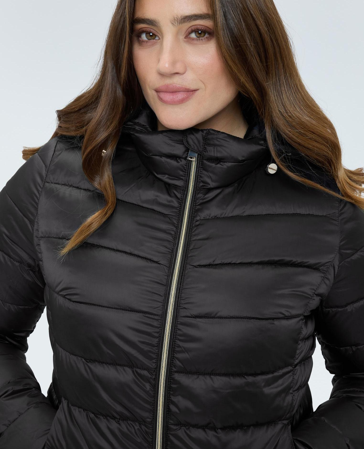 Plumífero de mujer acolchado con capucha desmontable - Fiorella Rubino - Negro Negro-4