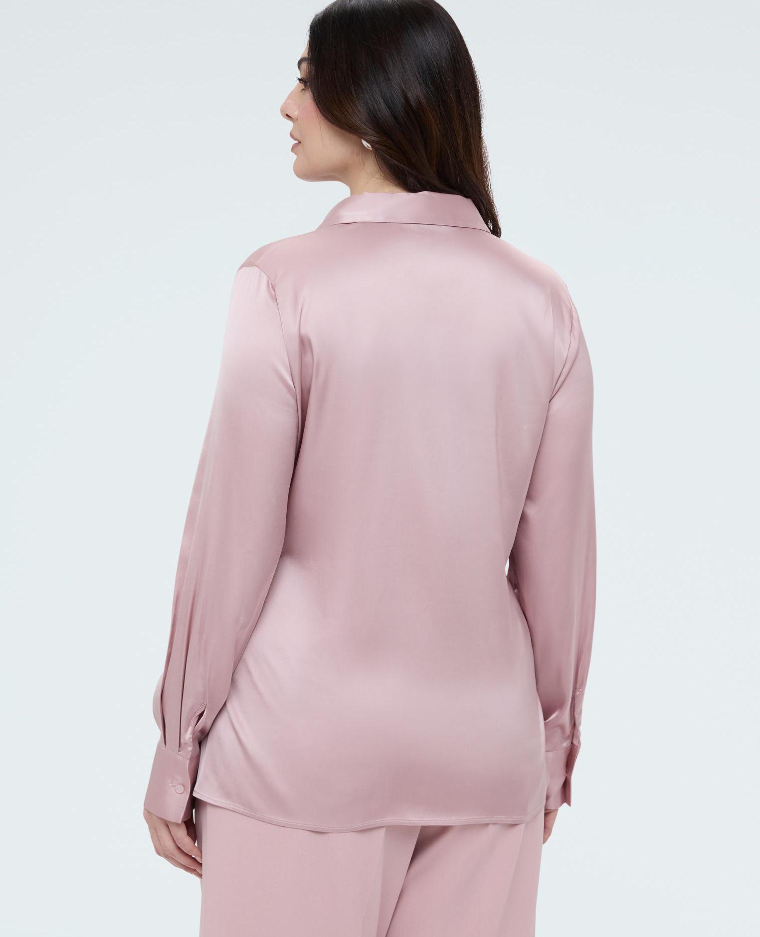 Camisa de mujer de raso con botones joya - Fiorella Rubino - Rosa Rosa-2