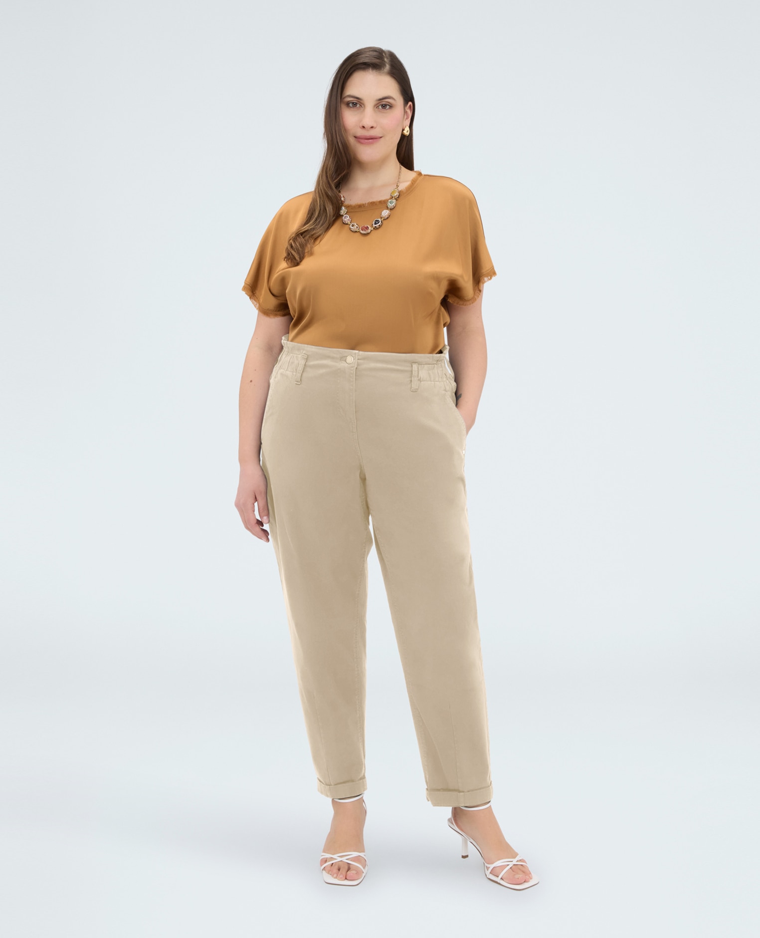 Fiorella Rubino - Pantalones de mujer balloon de algodón dobladillo en el tobillo.