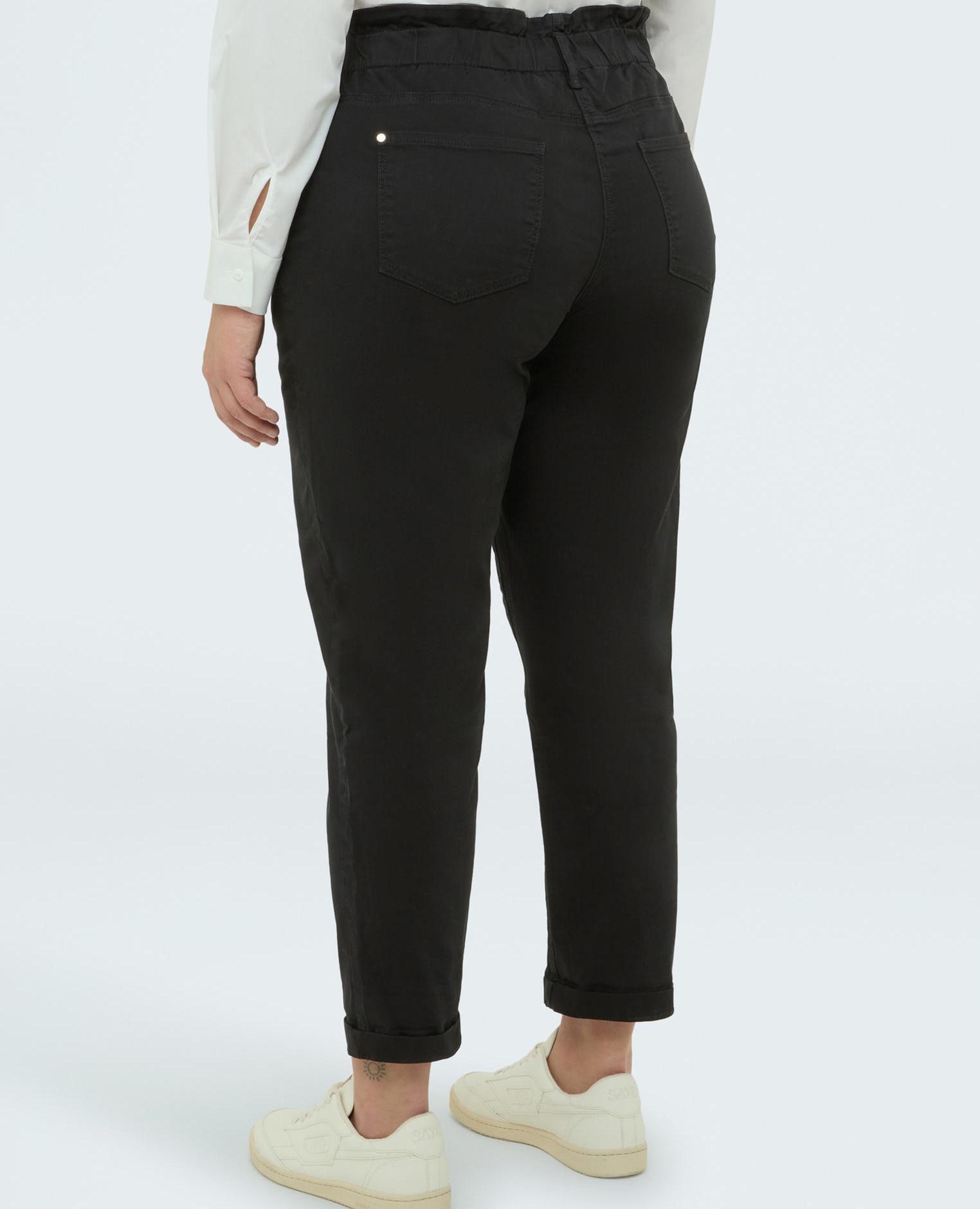 Pantalones de mujer balloon de algodón dobladillo en el tobillo - Fiorella Rubino - Negro Negro-2