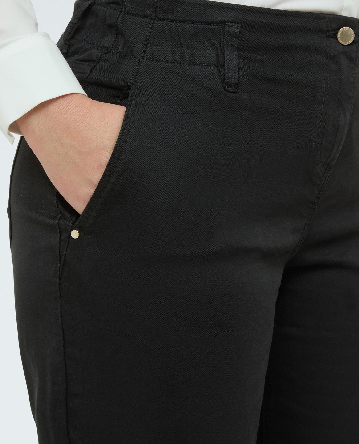 Pantalones de mujer balloon de algodón dobladillo en el tobillo - Fiorella Rubino - Negro Negro-4