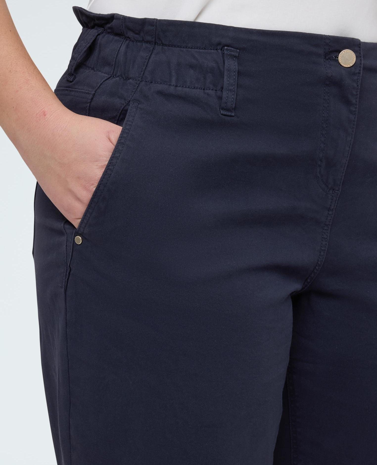 Pantalones de mujer balloon de algodón dobladillo en el tobillo - Fiorella Rubino - Azul Azul-4