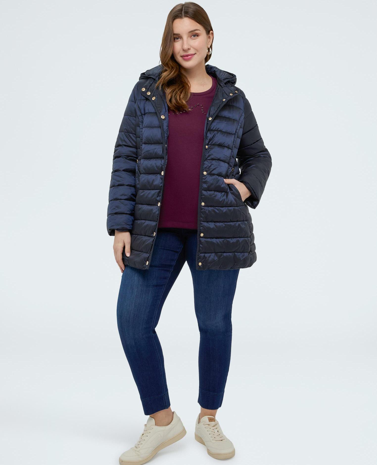 Plumífero de mujer acolchado con capucha desmontable ligero - Fiorella Rubino - Azul Azul-3