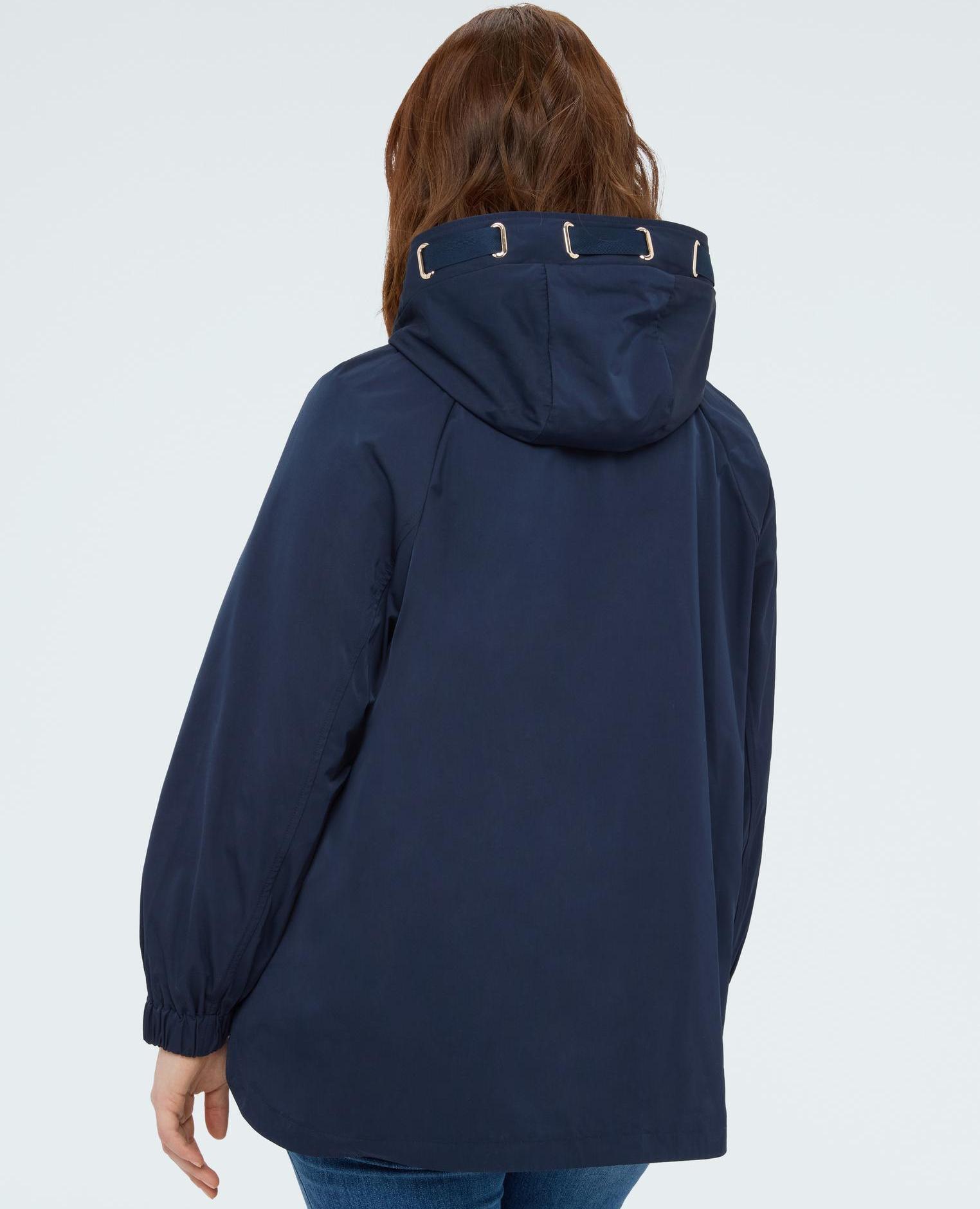 Parka de mujer con capucha y maxi cordón dos amplios bolsillos aplicados en la parte delantera - Fiorella Rubino - Azul Azul-2
