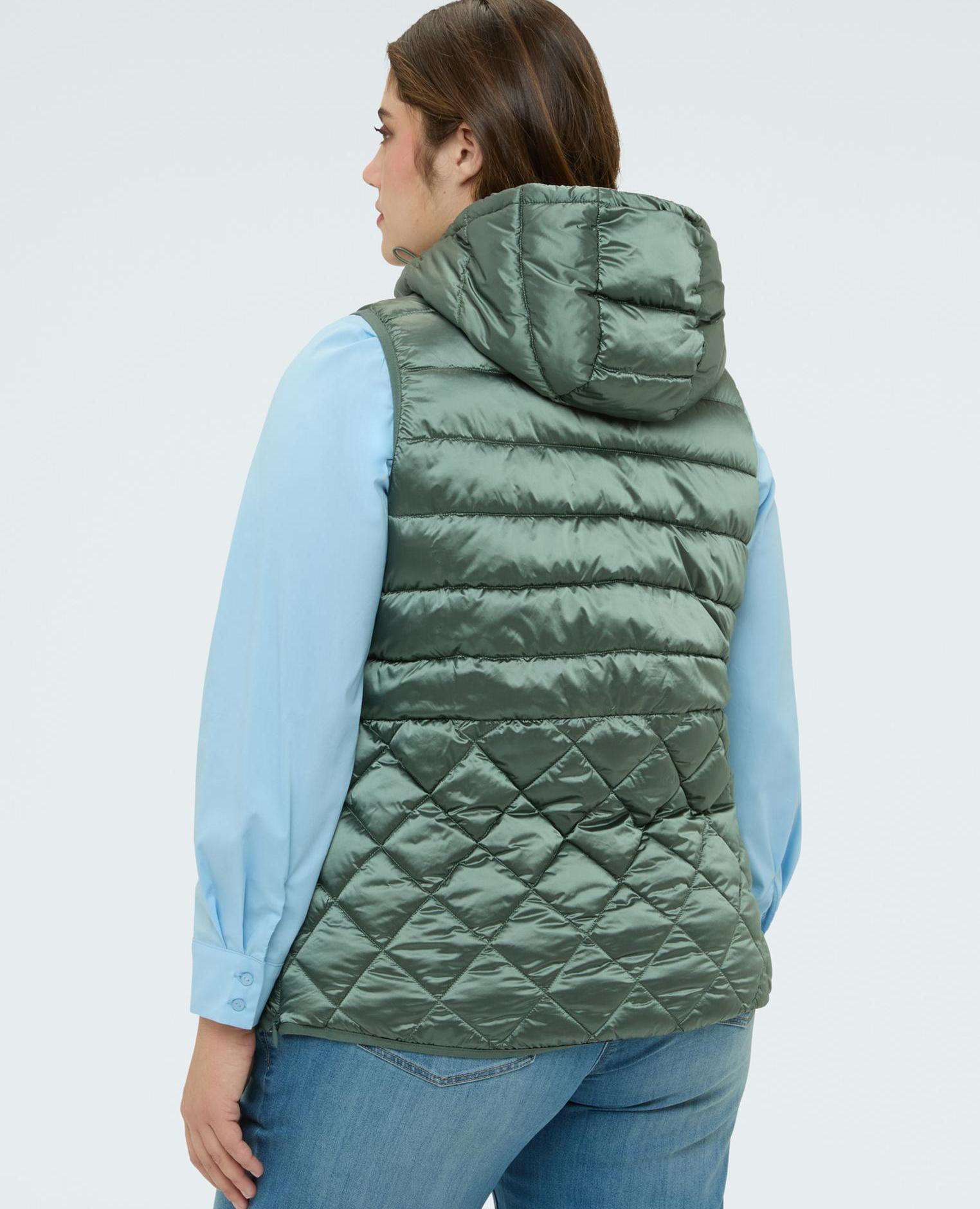 Chaleco de mujer acolchado con capucha - Fiorella Rubino - Verde claro Verde claro-2