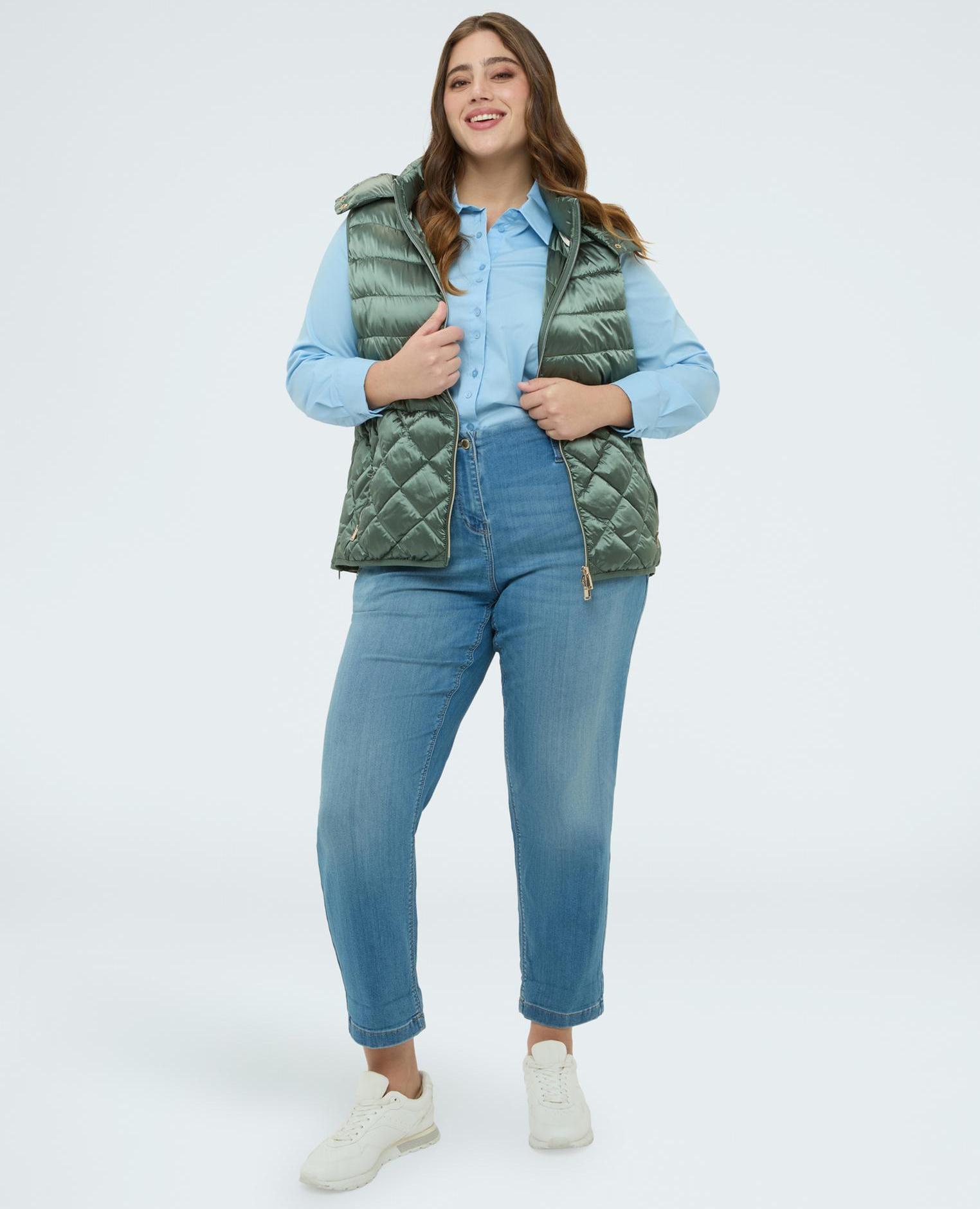 Chaleco de mujer acolchado con capucha - Fiorella Rubino - Verde claro Verde claro-3