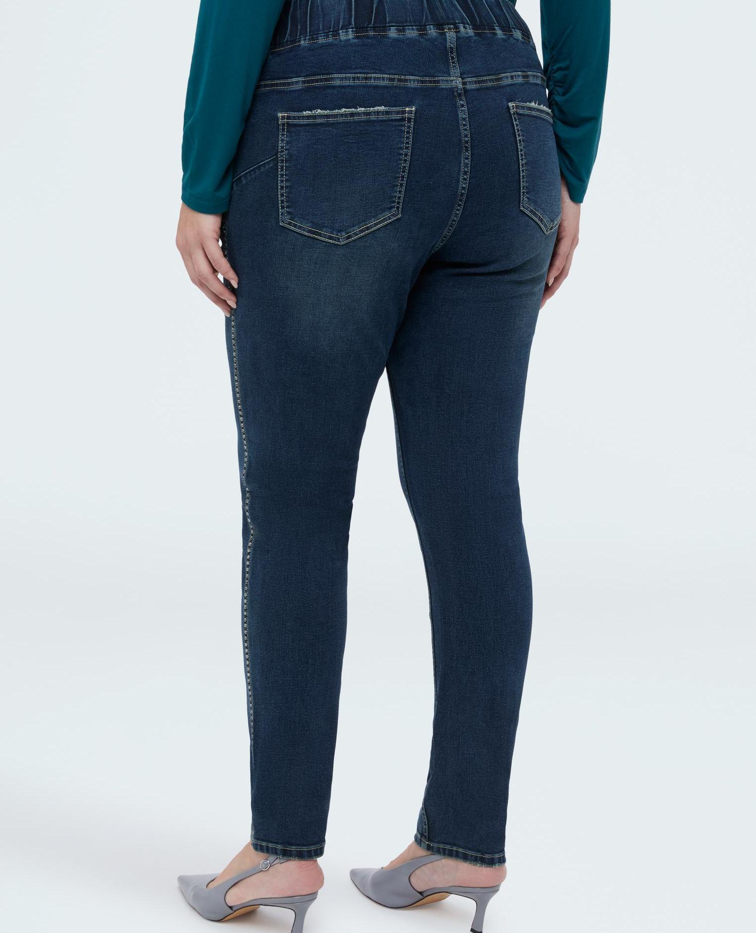 Jeggings de mujer efecto lavado con aplicaciones - Fiorella Rubino - Azul Azul-2