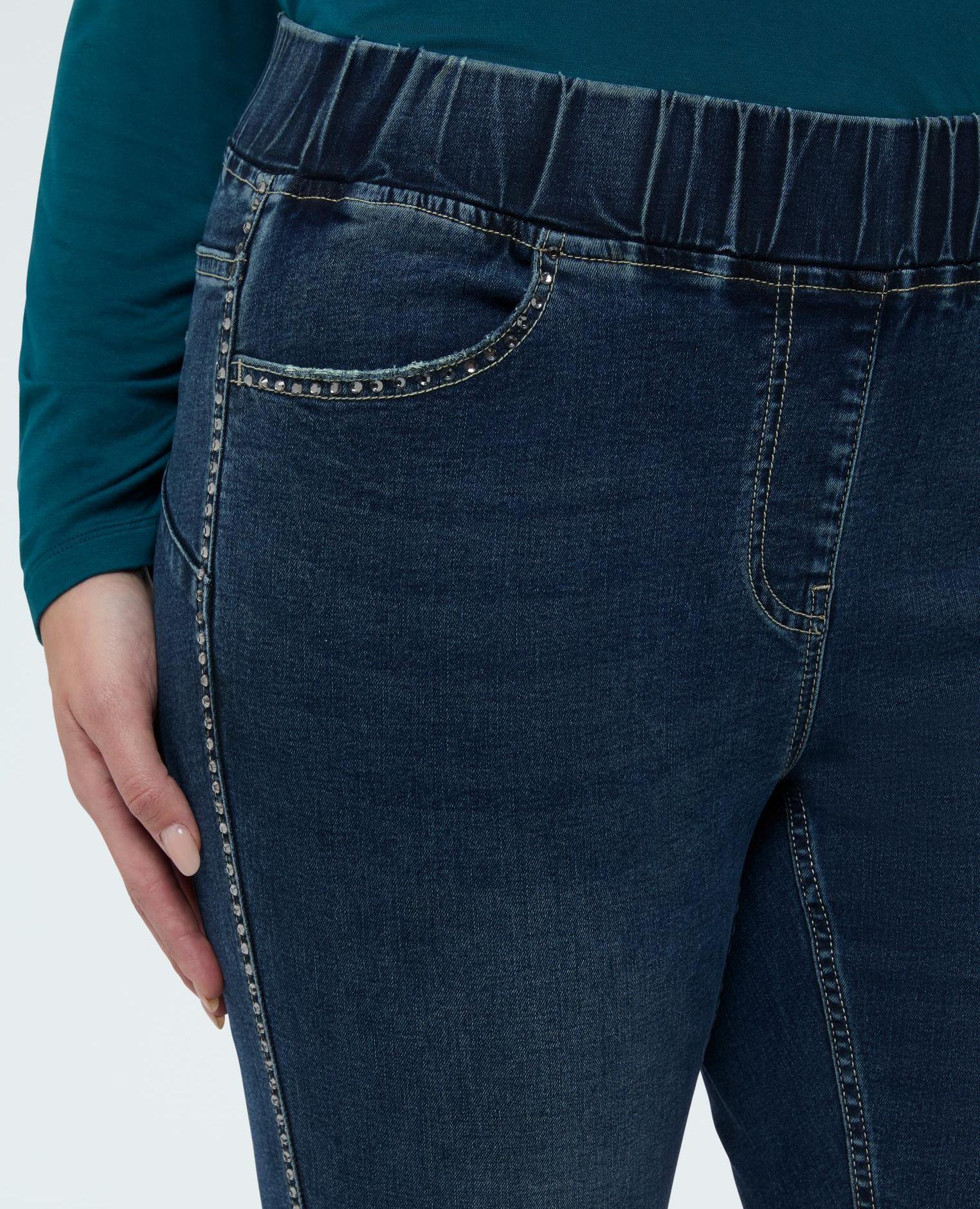 Jeggings de mujer efecto lavado con aplicaciones - Fiorella Rubino - Azul Azul-3