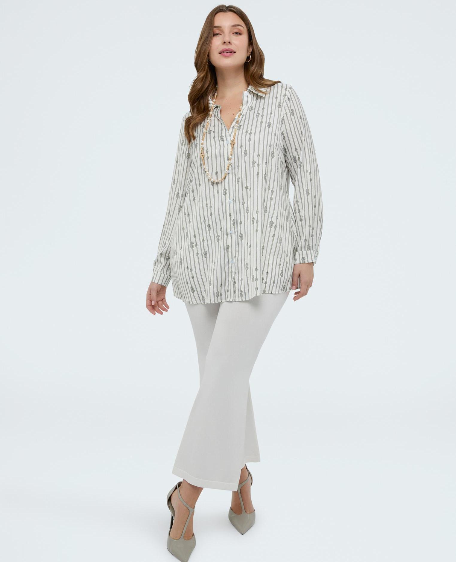 Fiorella Rubino - Camisa de mujer estampada a rayas con nudos.