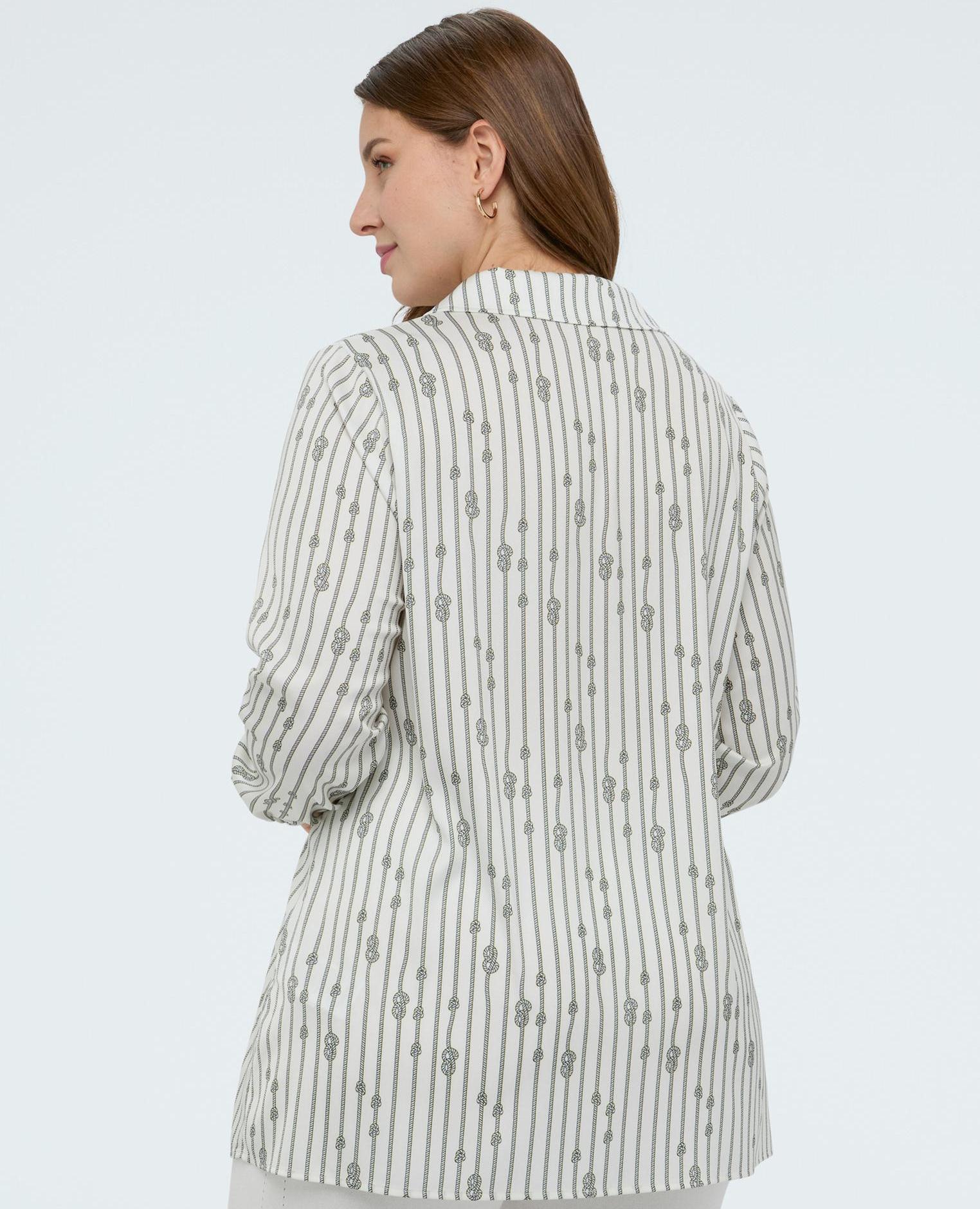 Camisa de mujer estampada a rayas con nudos - Fiorella Rubino - Blanco Blanco-2