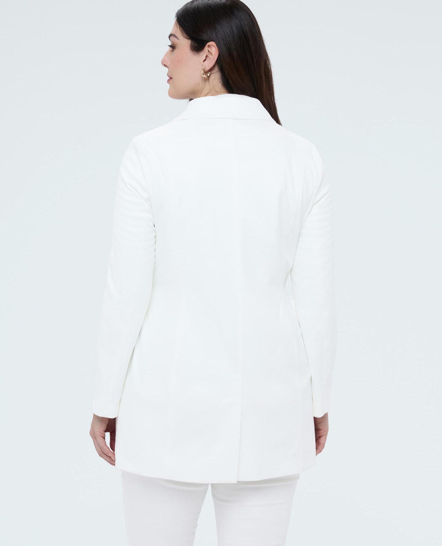 Abrigo de mujer soft touch con cremalleras decorativas - Fiorella Rubino - Blanco Blanco-2