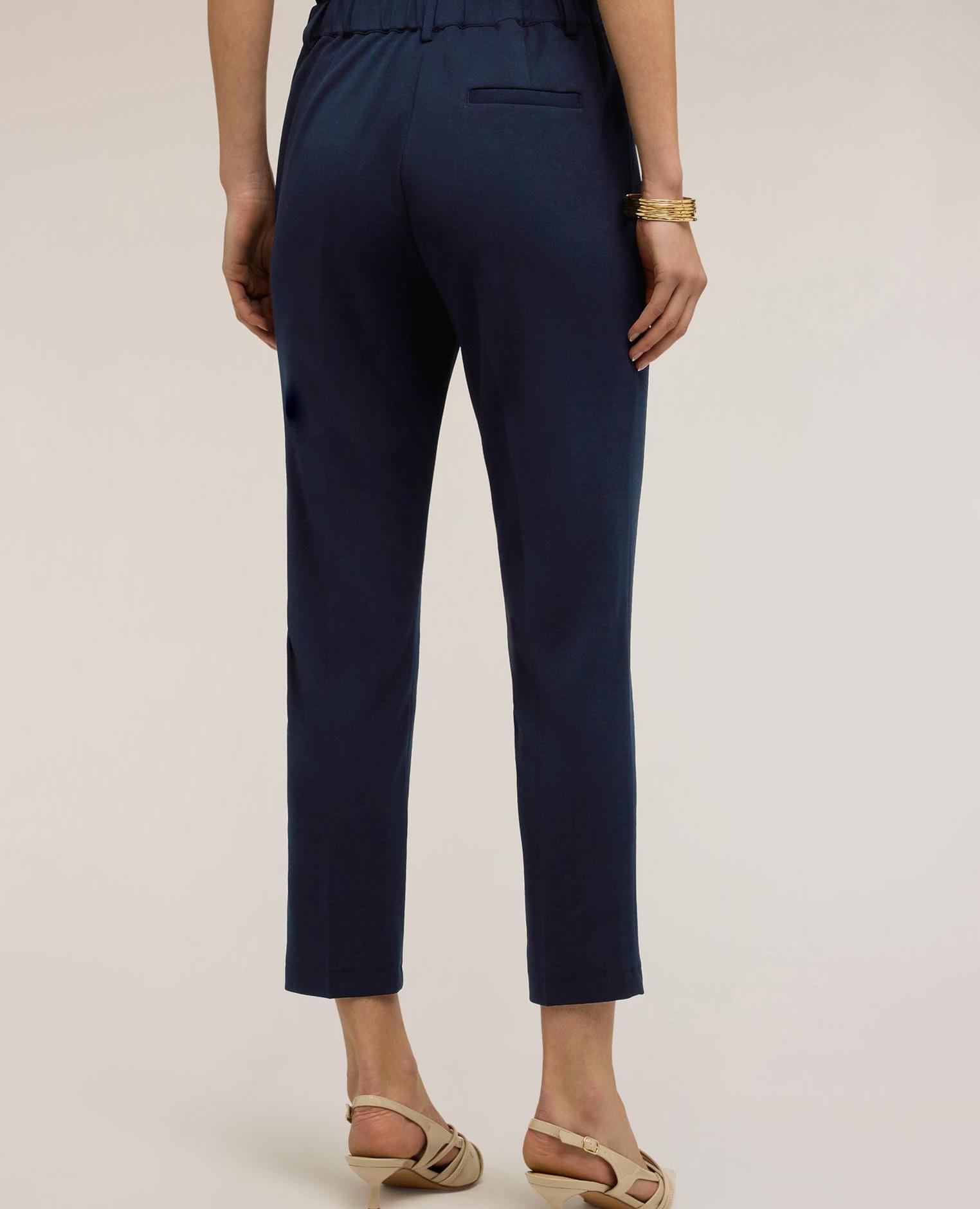 Pantalones de mujer chino en jersey crêpe cierre frontal con botón y cremallera - Motivi - Azul Azul-2