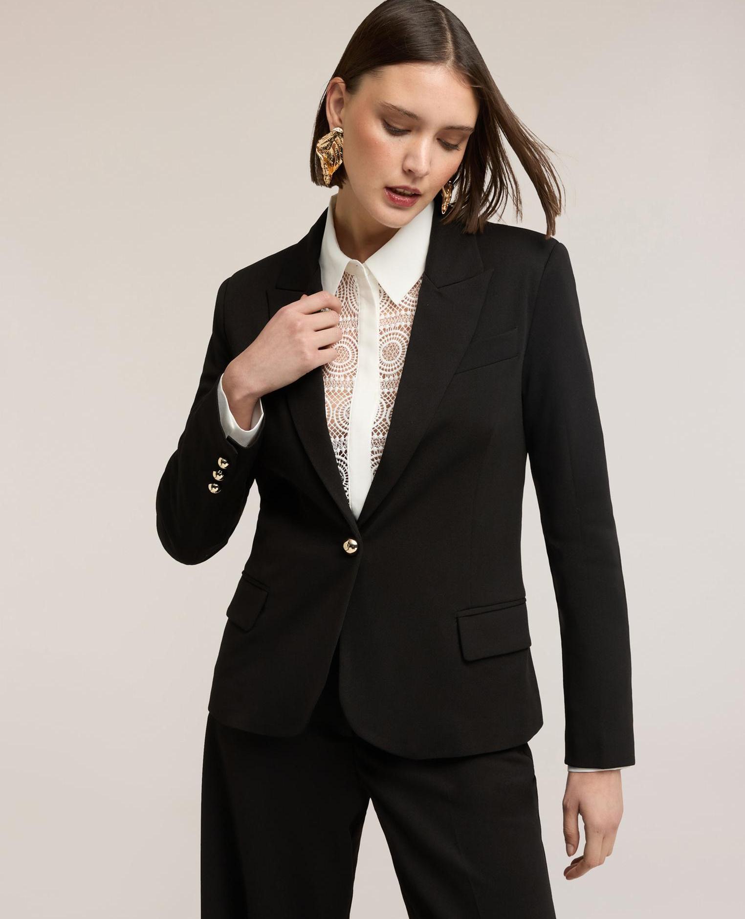 Motivi - Blazer de mujer de un botón con forro interno a rayas.