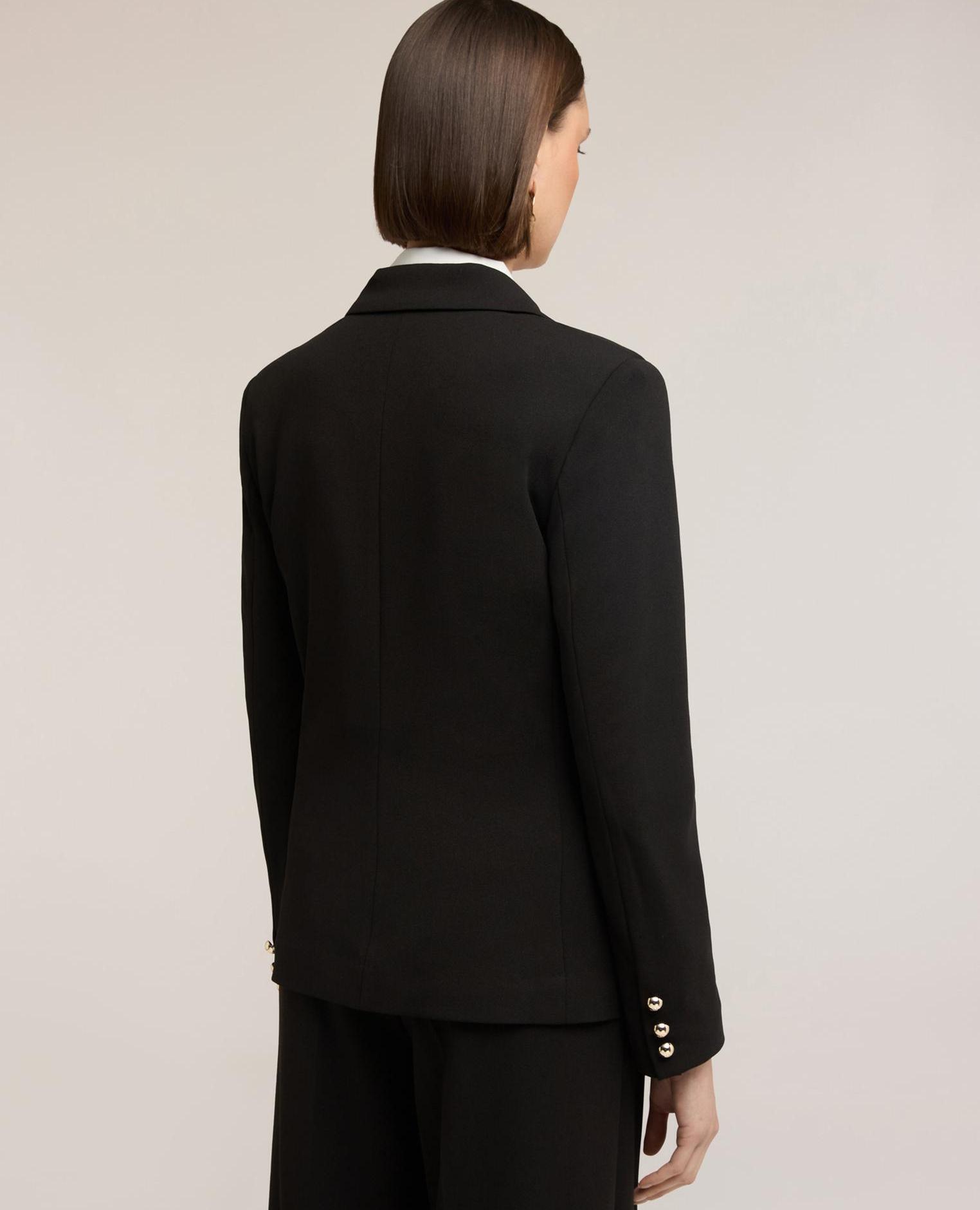 Blazer de mujer de un botón con forro interno a rayas - Motivi - Negro Negro-2