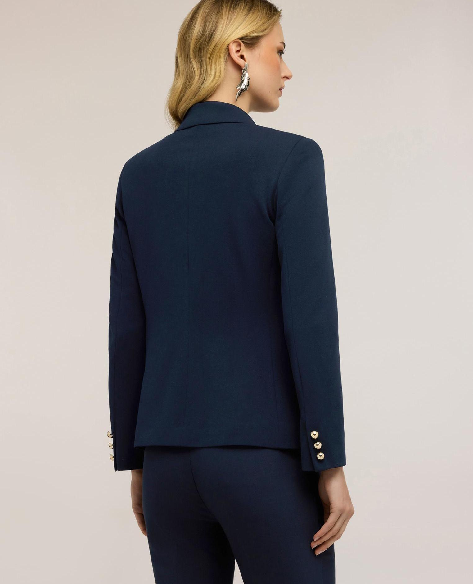Blazer de mujer de un botón con forro interno a rayas - Motivi - Azul Azul-2