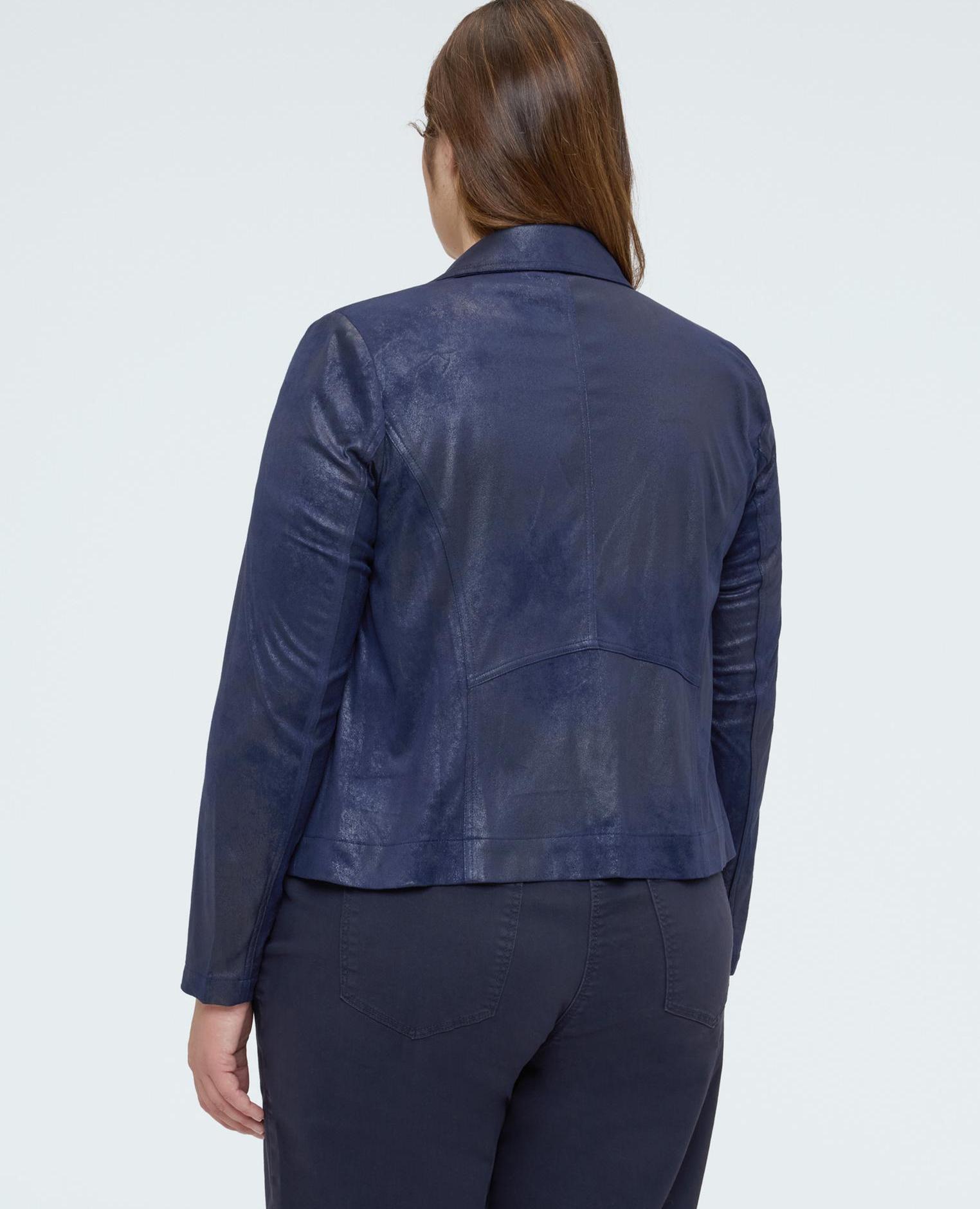 Chaqueta de mujer biker con cremallera asimétrica - Fiorella Rubino - Azul Azul-2