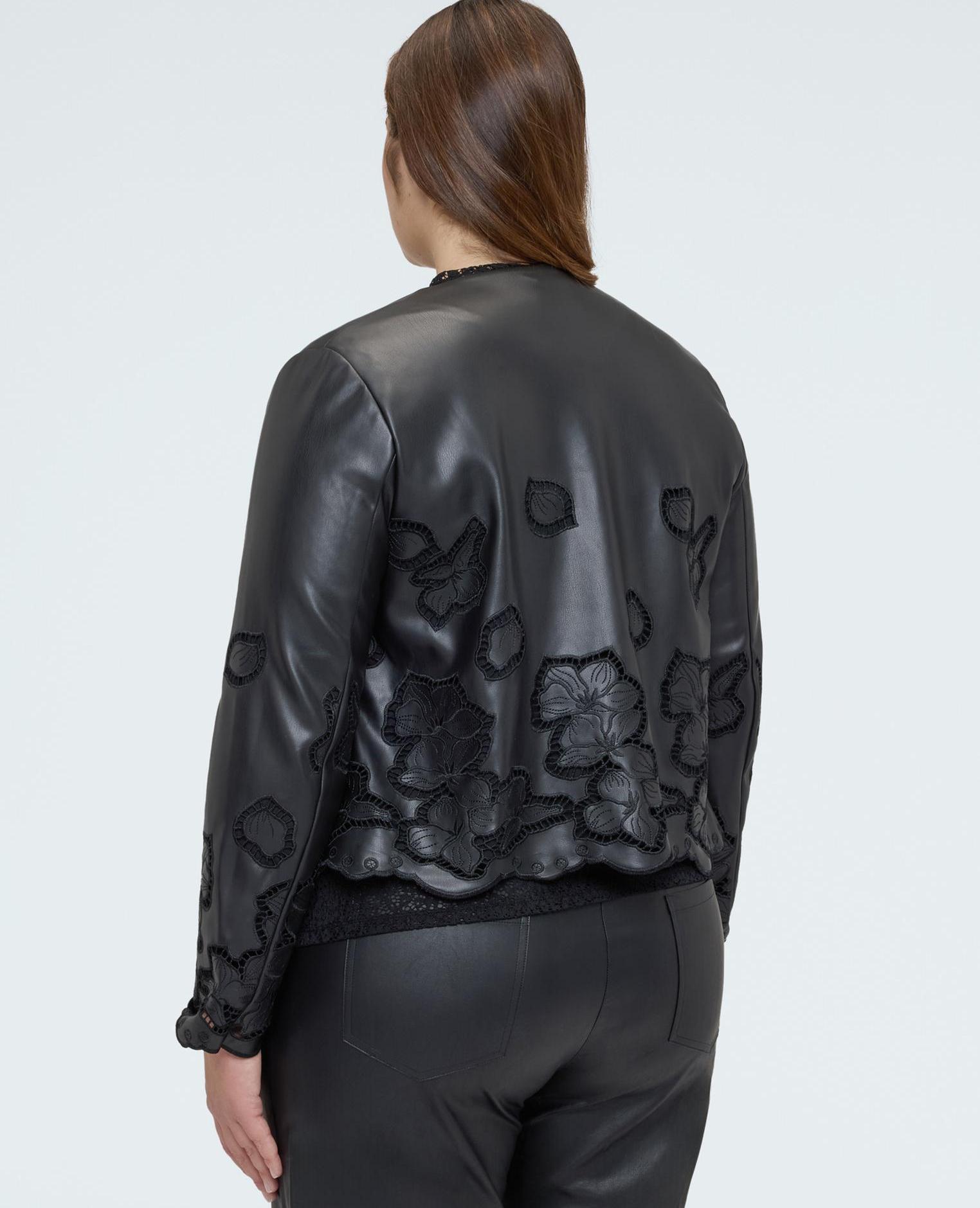 Chaqueta de mujer en tejido revestido con motivos florales - Fiorella Rubino - Negro Negro-2